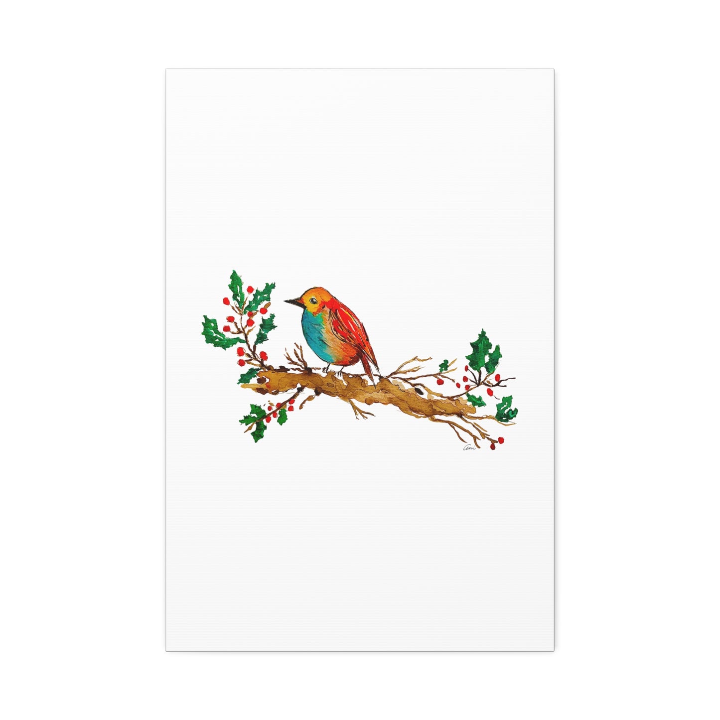 Bright Bird on a Branch Canvas Print