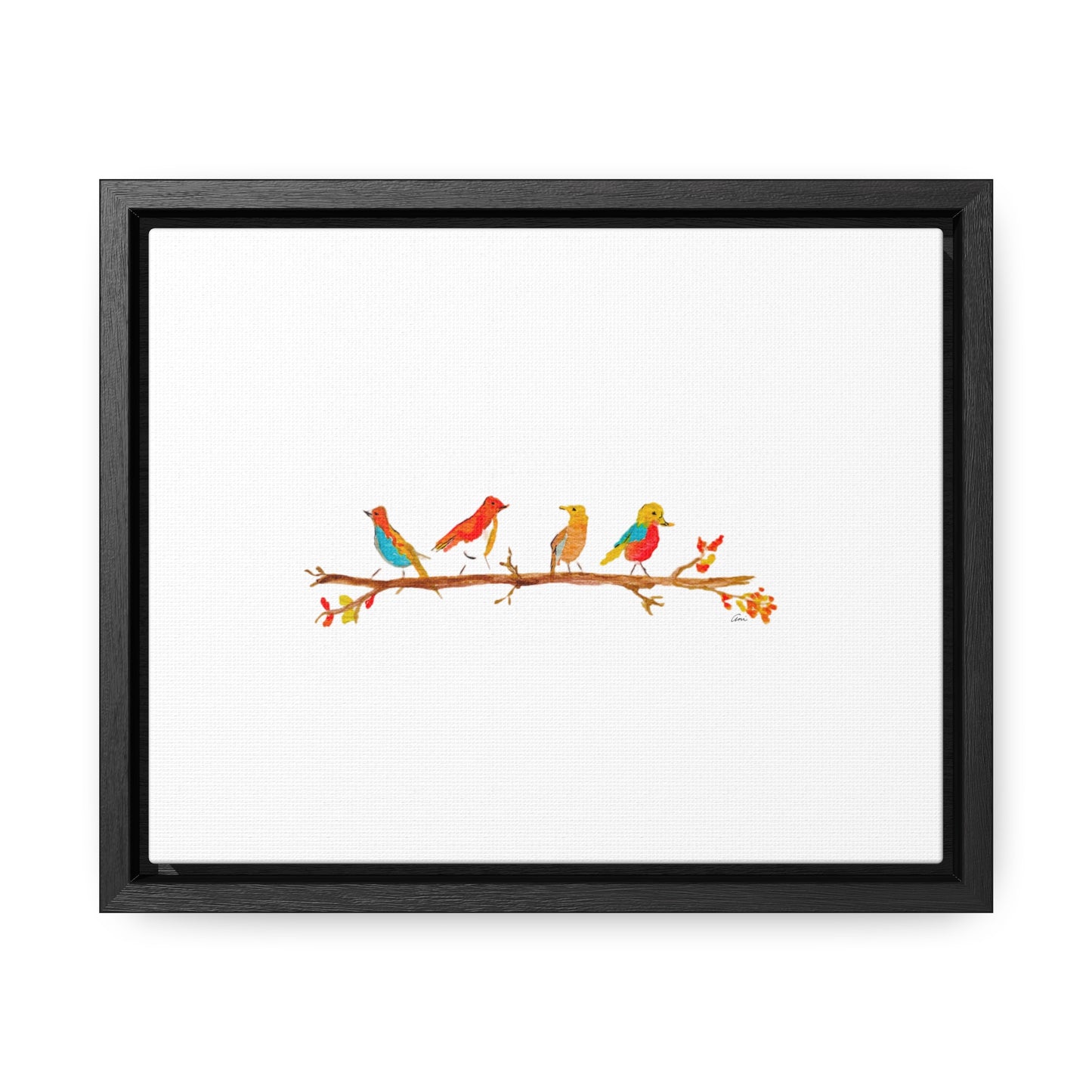 Birds on a Branch Gallery Canvas Wrap with Horizontal Frame