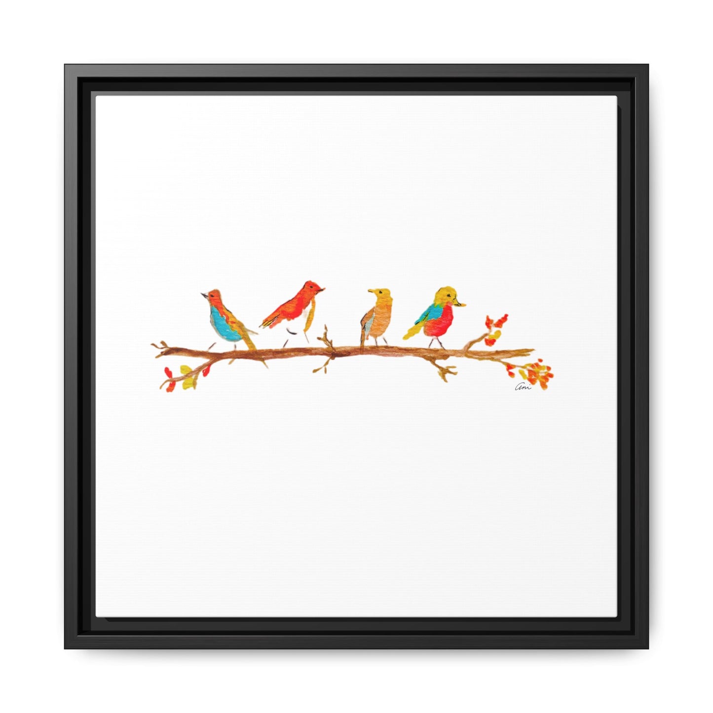 Birds on a Branch Gallery Canvas Print with Frame