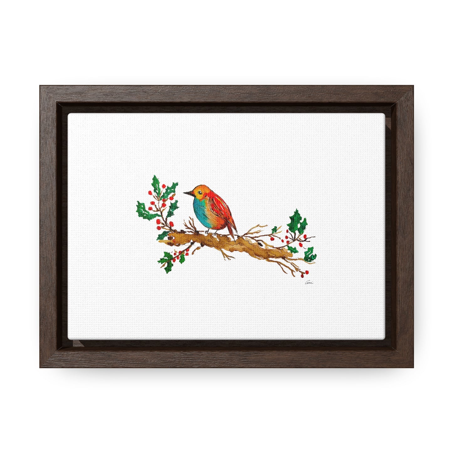 Bright Bird on a Branch Gallery Canvas Wrap with Horizontal Frame