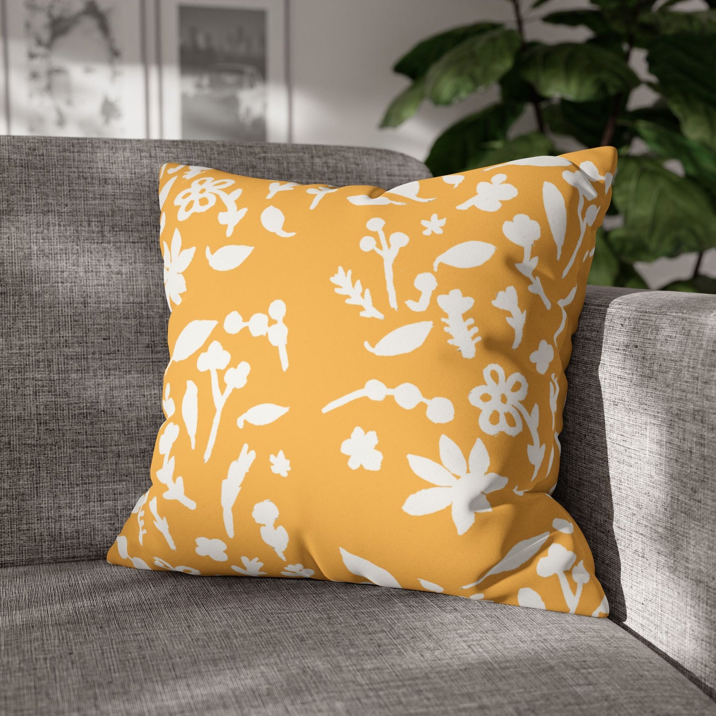 Bumblebee Fall Foliage Faux Suede Square Pillowcase