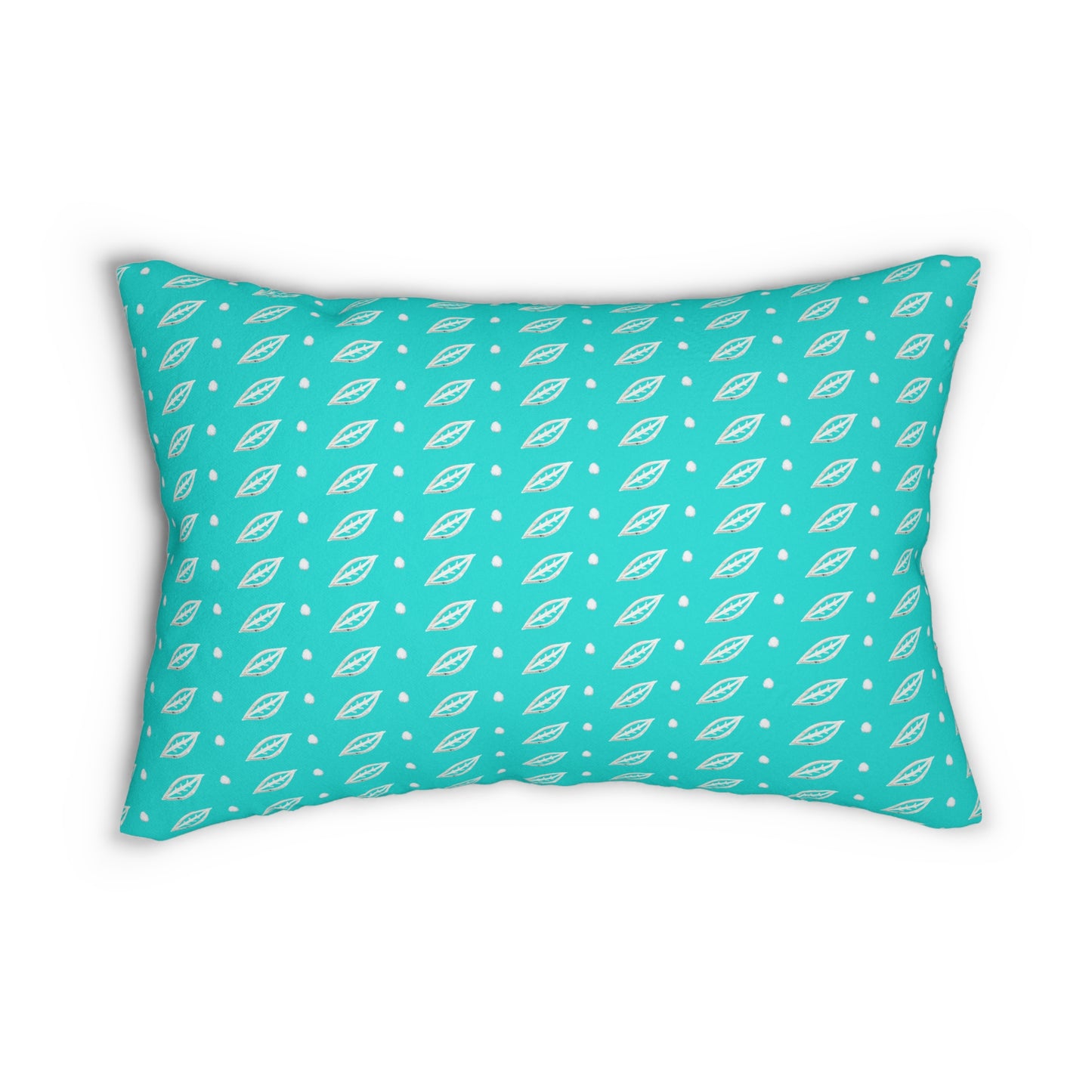 Fall Leaves and Polka Dots Aquamarine Lumbar Pillow