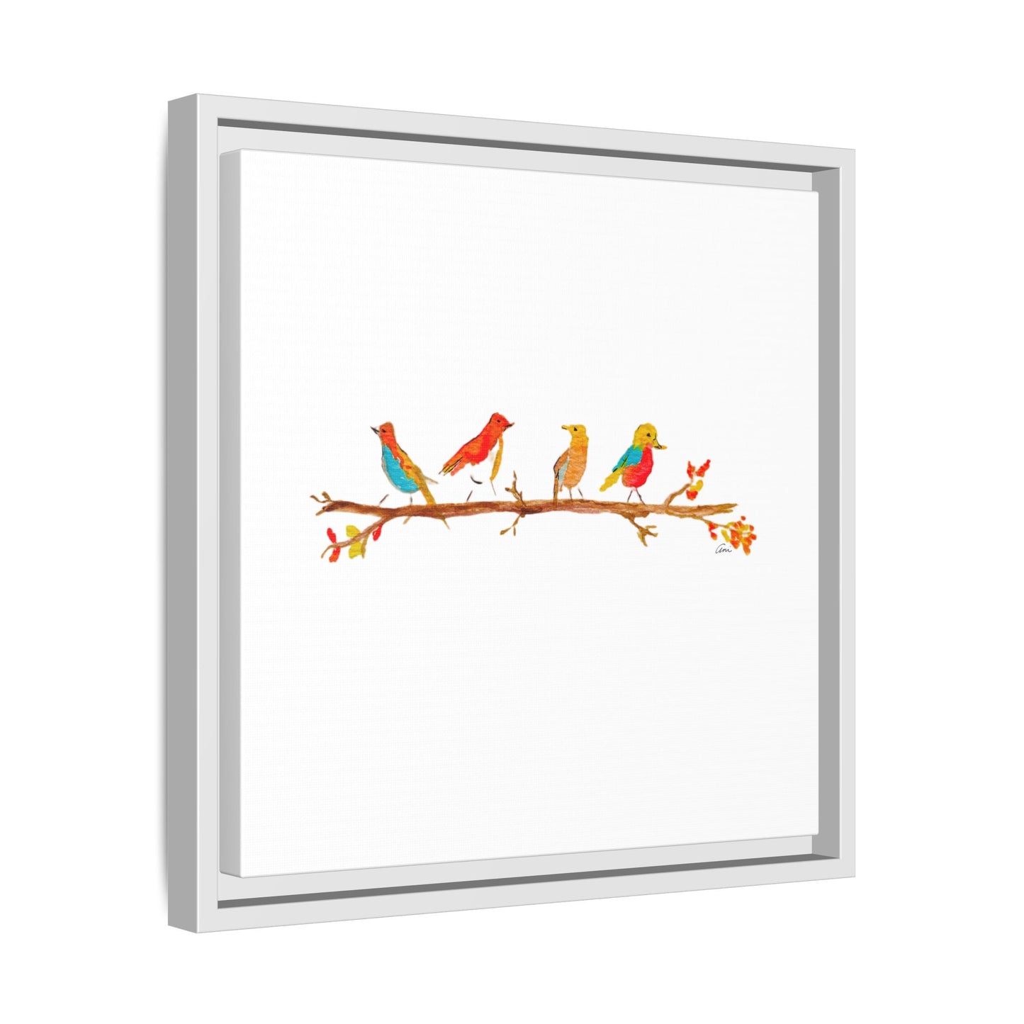 Birds on a Branch Gallery Canvas Print with Frame