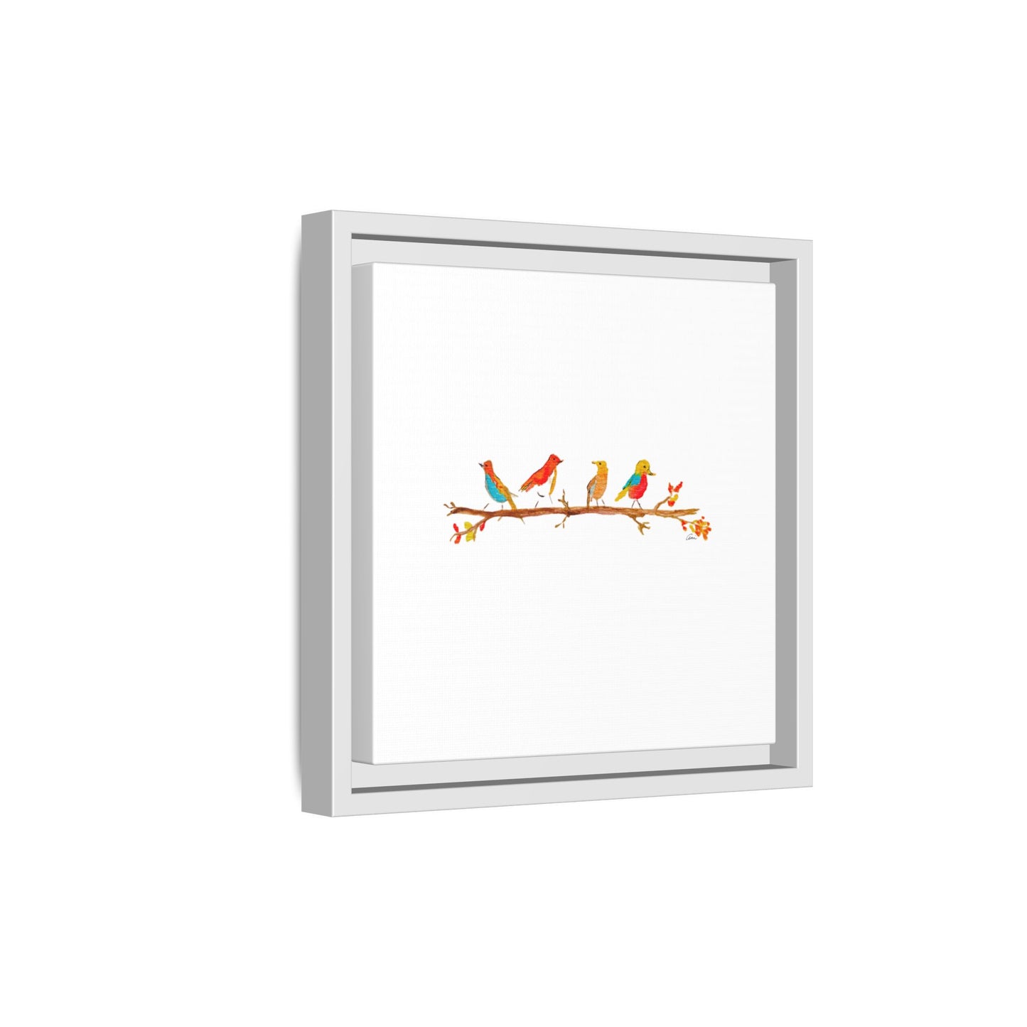 Birds on a Branch Gallery Canvas Print with Frame