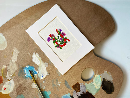 Custom Floral Armenian Letter Watercolor