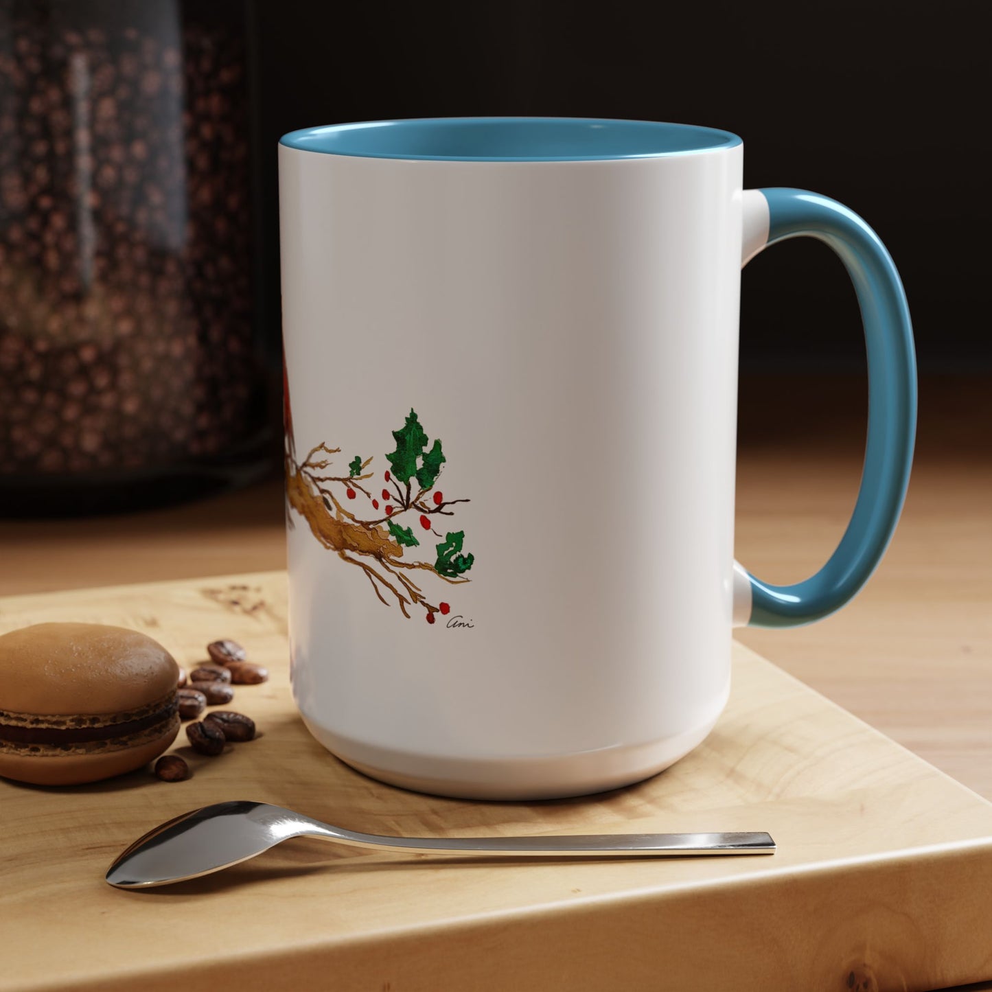 Bright Bird on a Branch Accent Coffee Mug