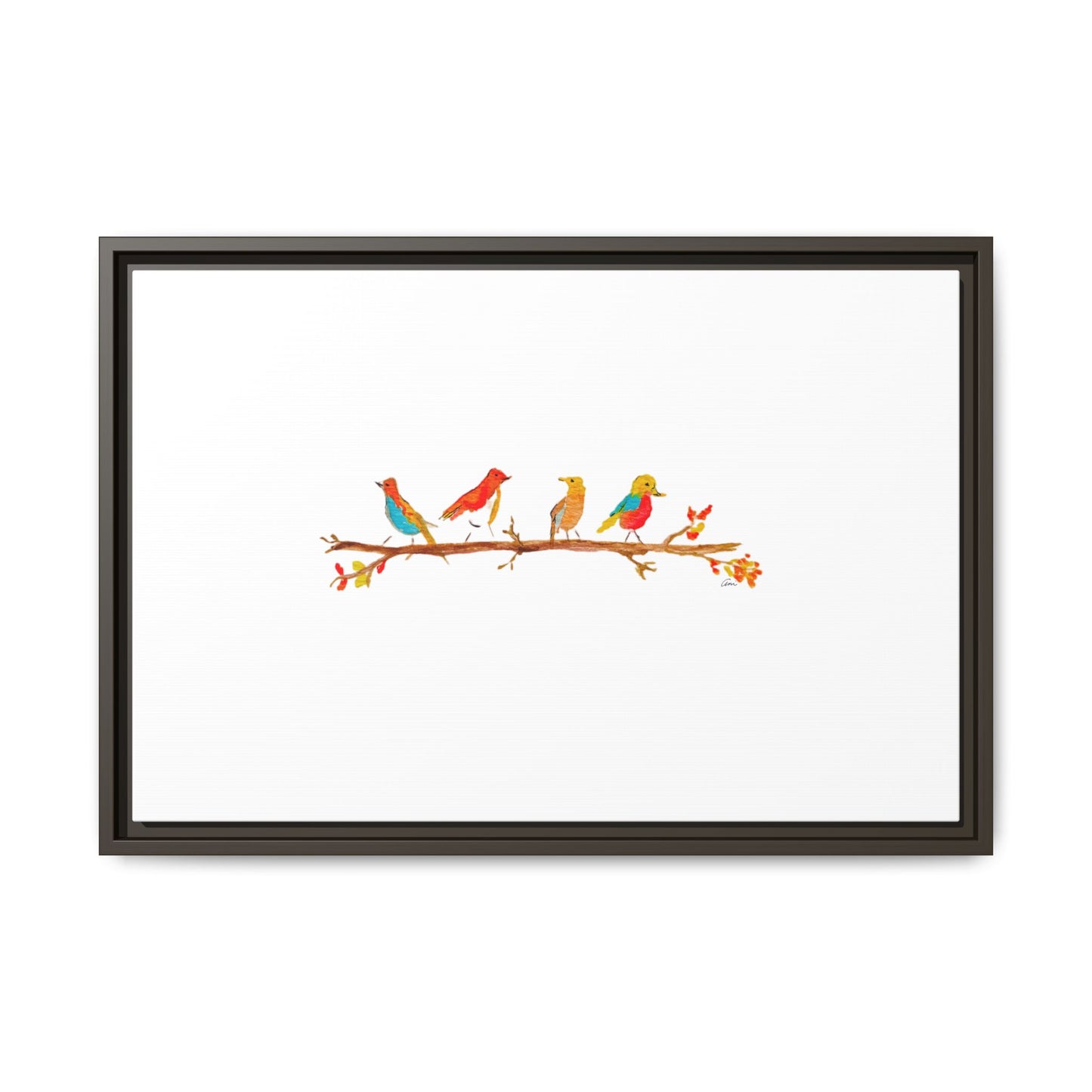 Birds on a Branch Gallery Canvas Print with Frame