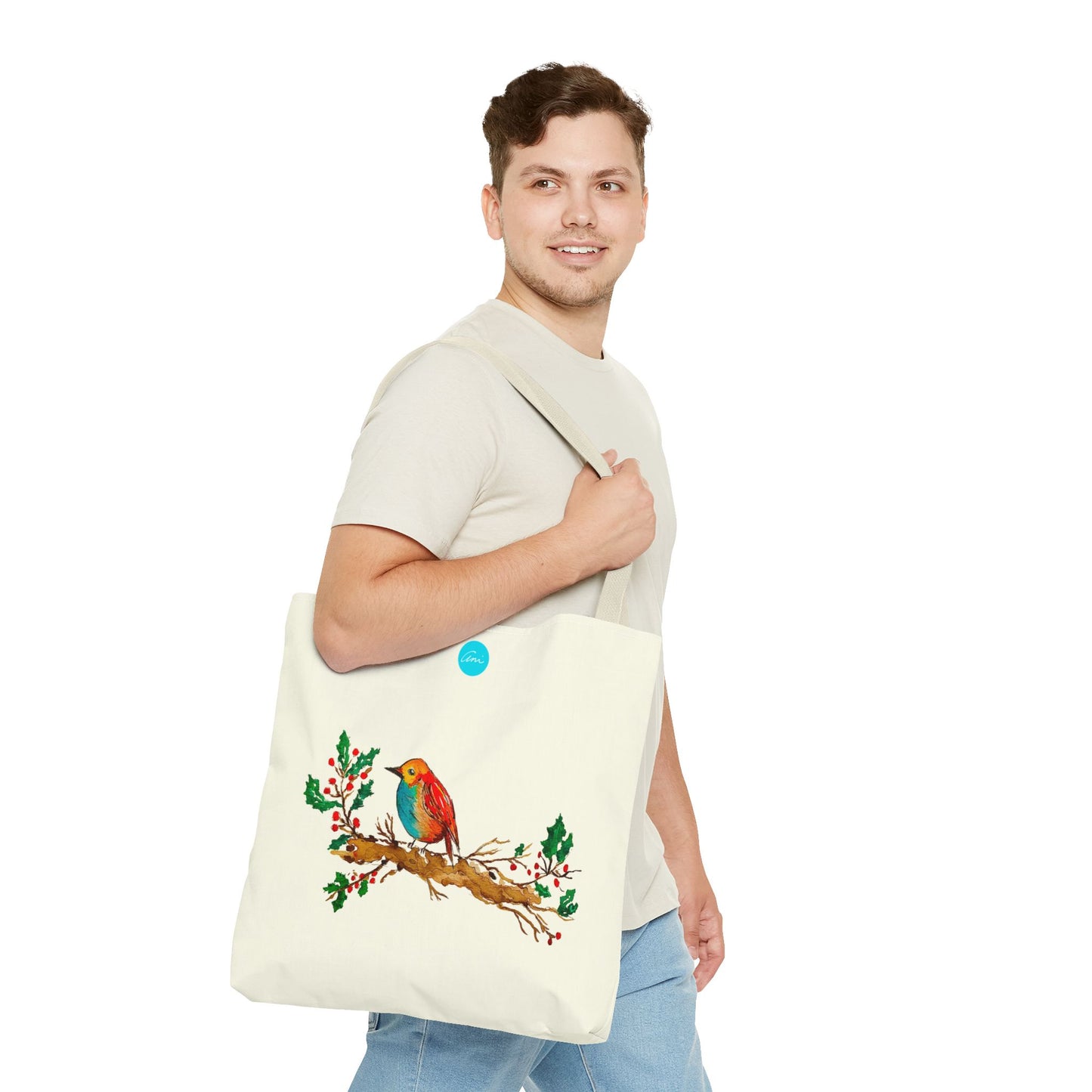 Bright Bird on a Branch Ivory Tote Bag