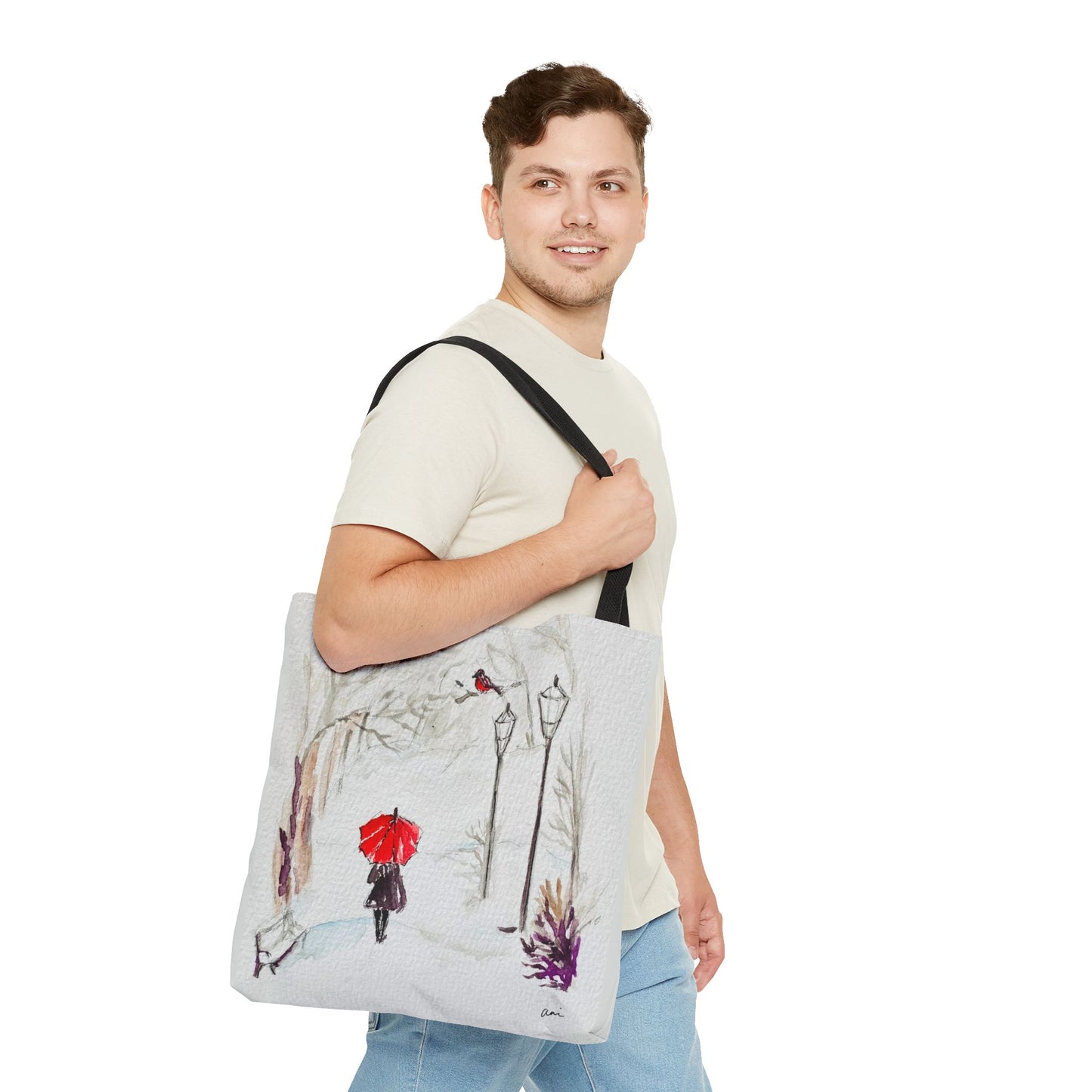 The Red Umbrella Ivory Tote Bag