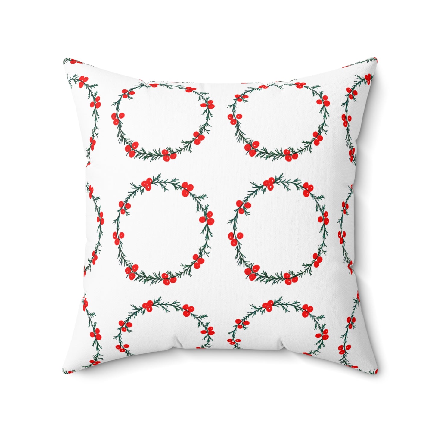 Wreath Faux Suede White Square Pillow