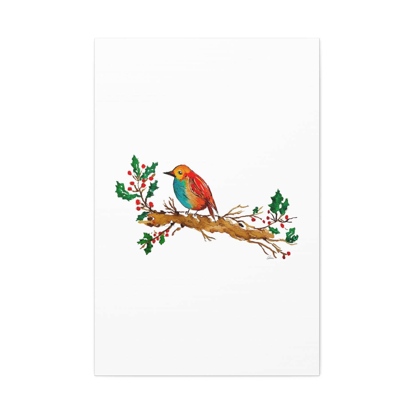 Bright Bird on a Branch Canvas Print