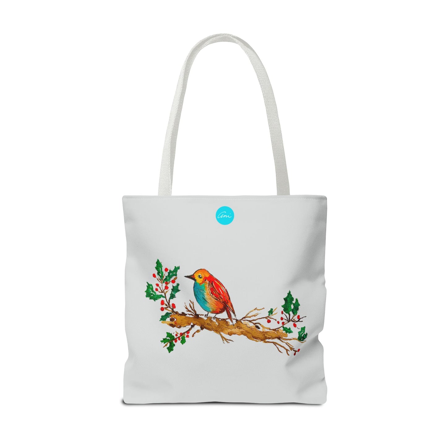 Bright Bird on a Branch Light Grey Tote Bag