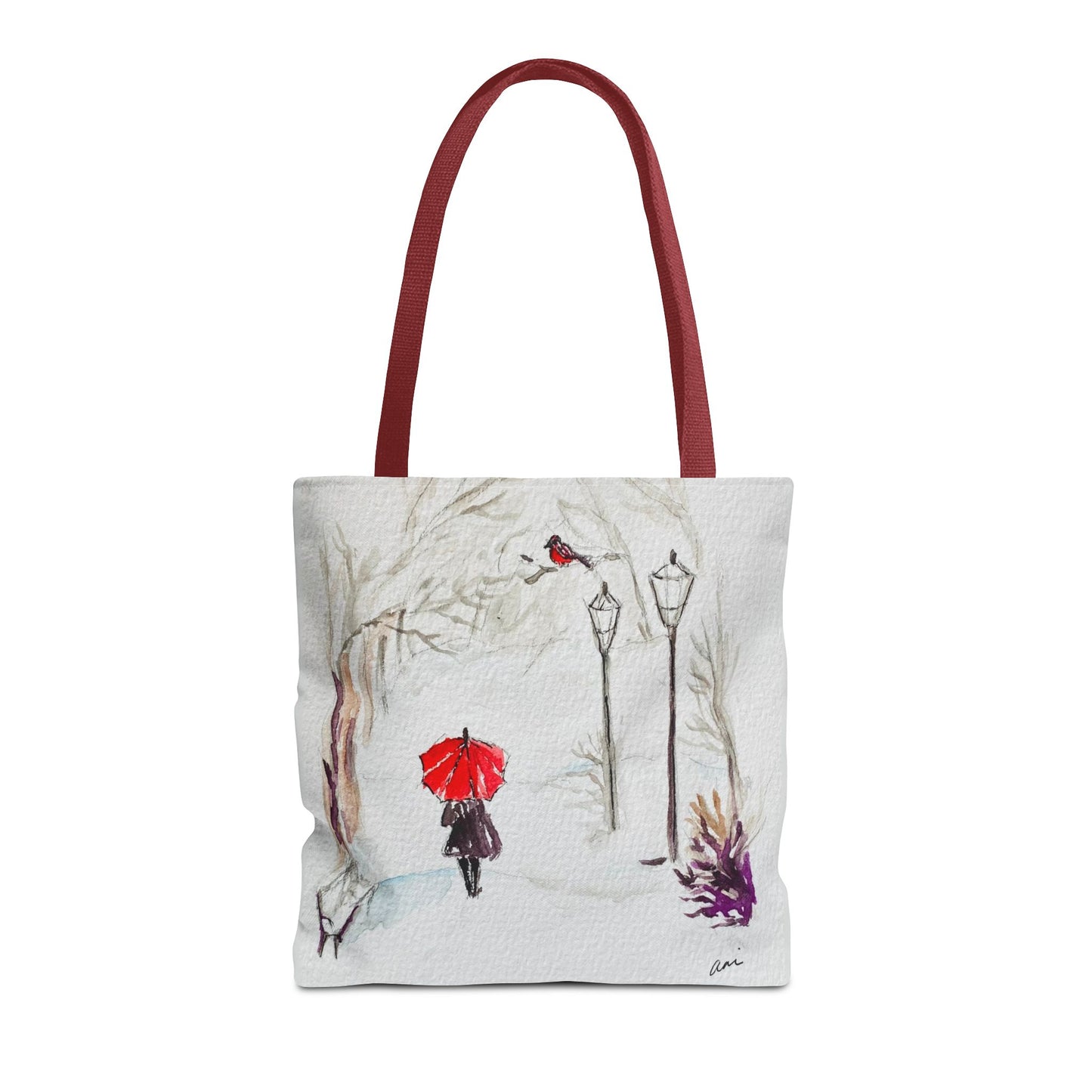 The Red Umbrella Ivory Tote Bag