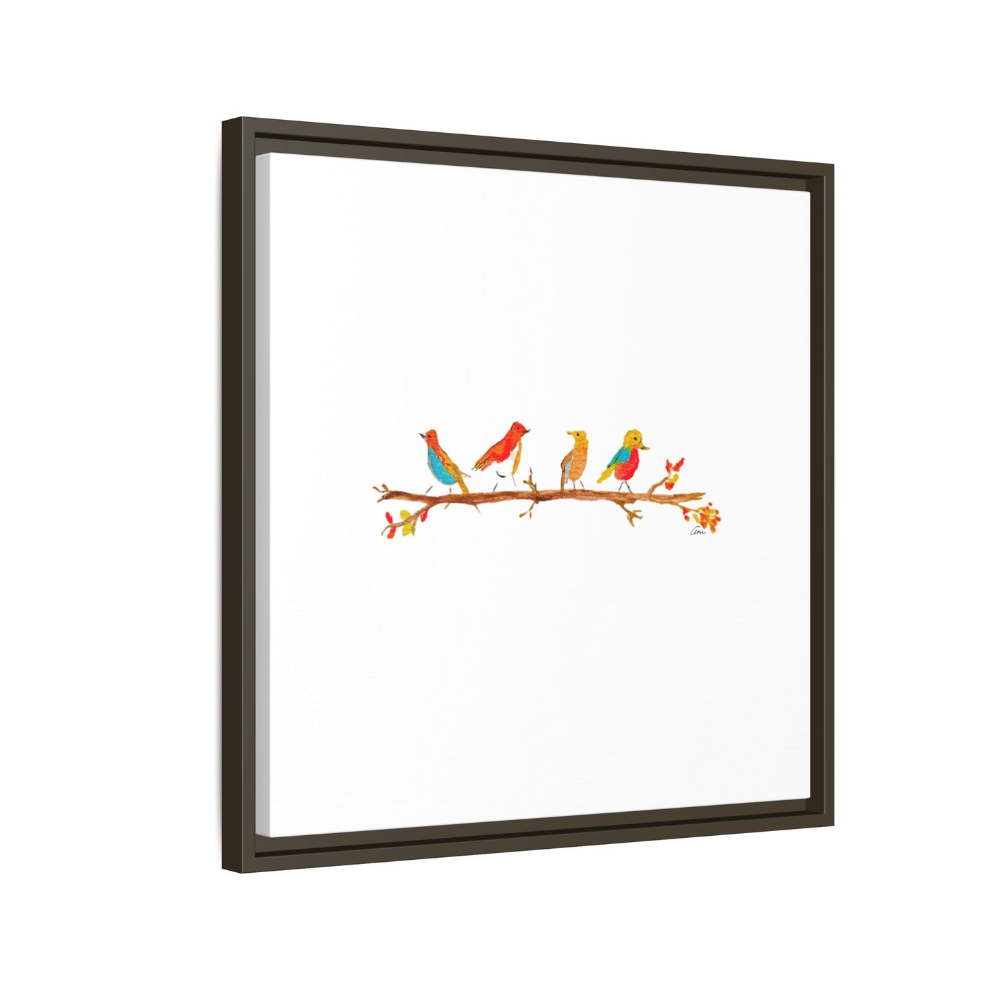 Birds on a Branch Gallery Canvas Print with Frame