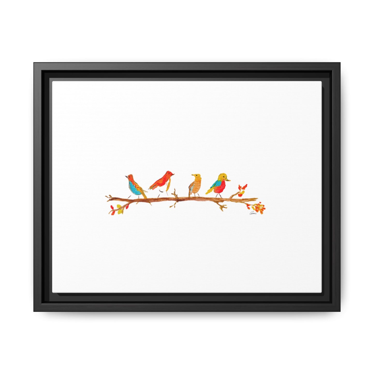 Birds on a Branch Gallery Canvas Print with Frame
