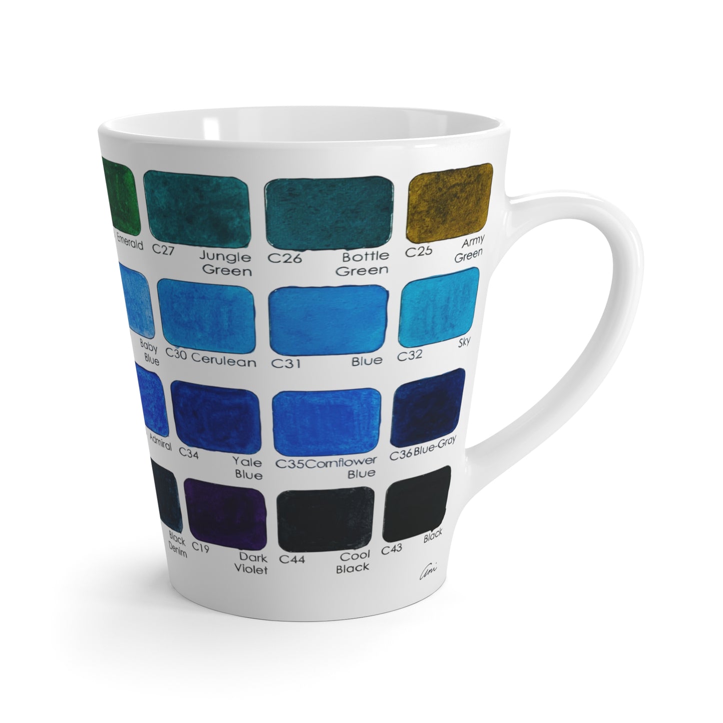 Watercolor Palette with Names Latte Mug