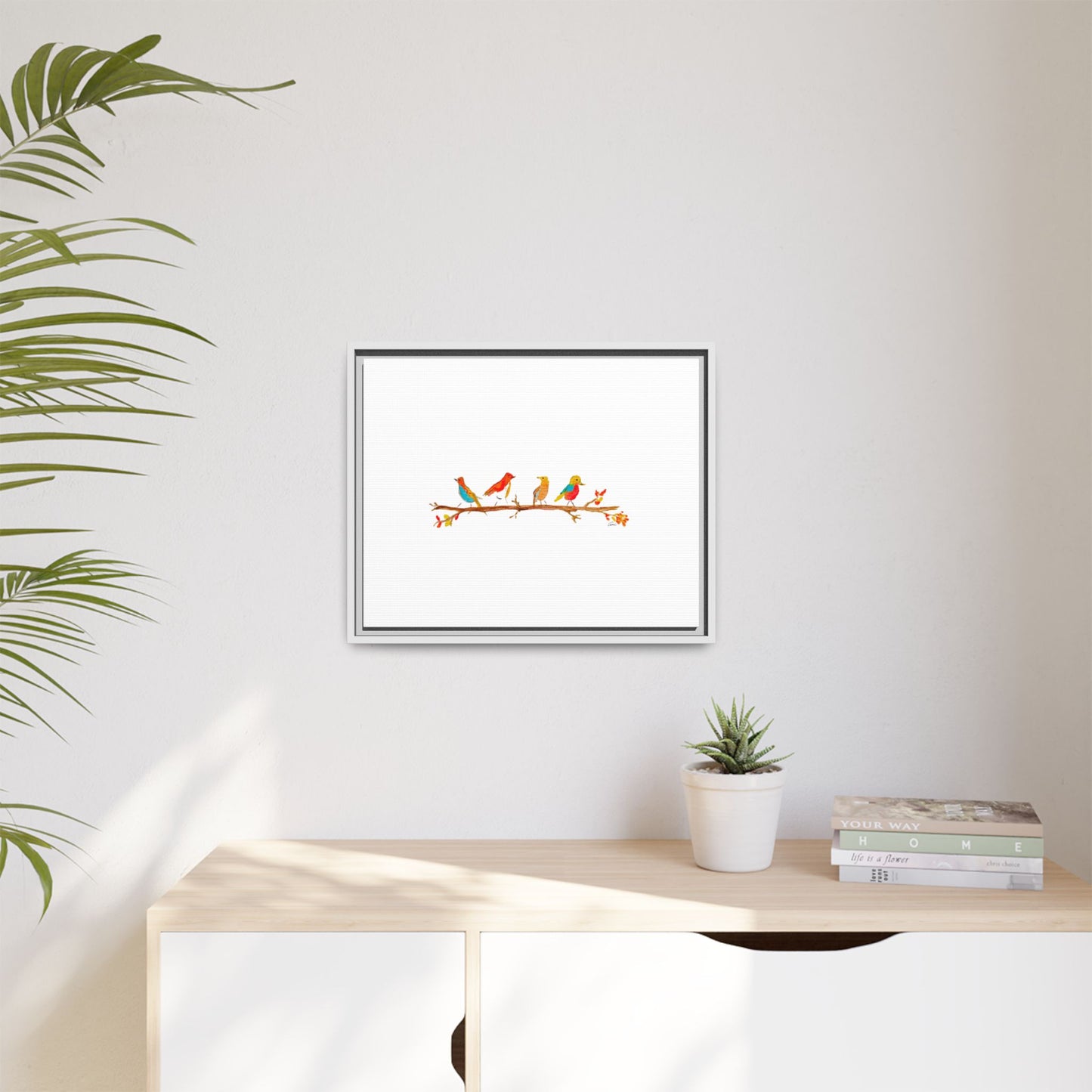 Birds on a Branch Gallery Canvas Print with Frame