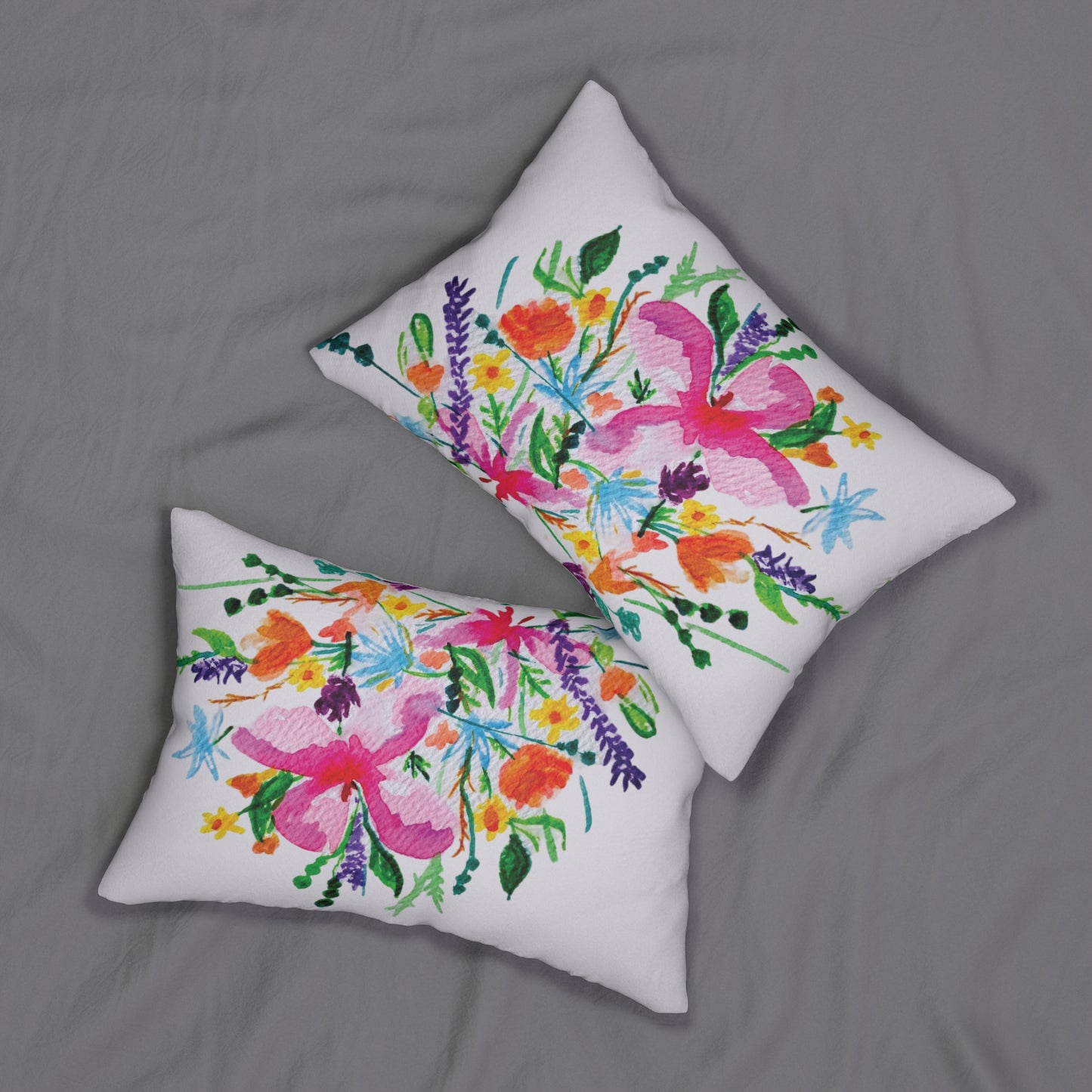 Summer Bouquet Spun Polyester Lumbar Pillow