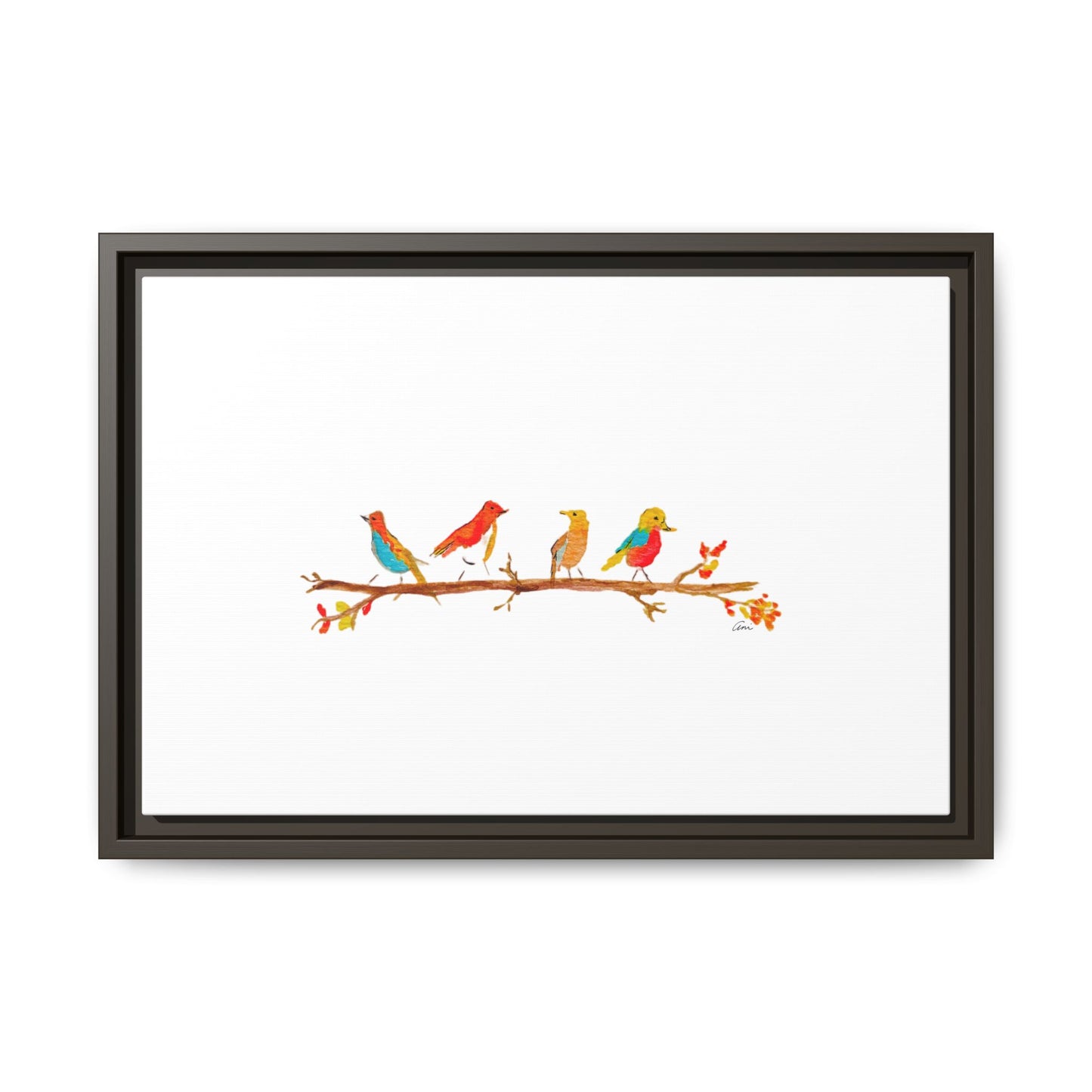 Birds on a Branch Gallery Canvas Print with Frame