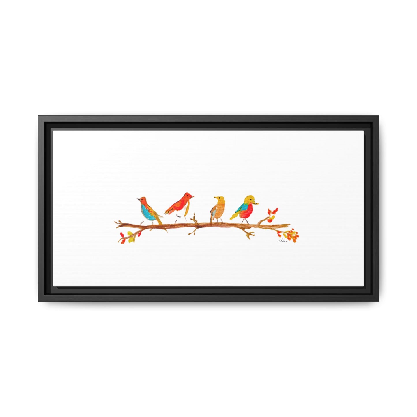 Birds on a Branch Gallery Canvas Print with Frame