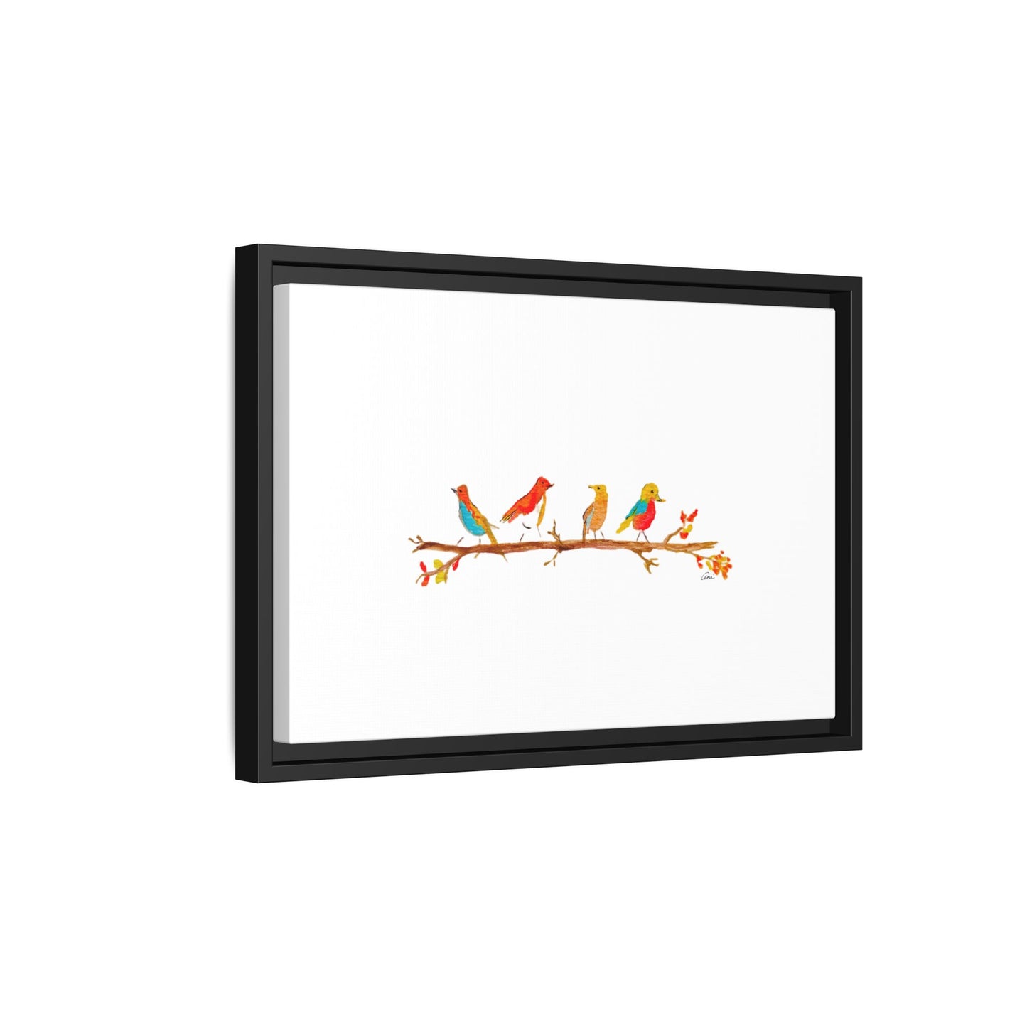 Birds on a Branch Gallery Canvas Print with Frame