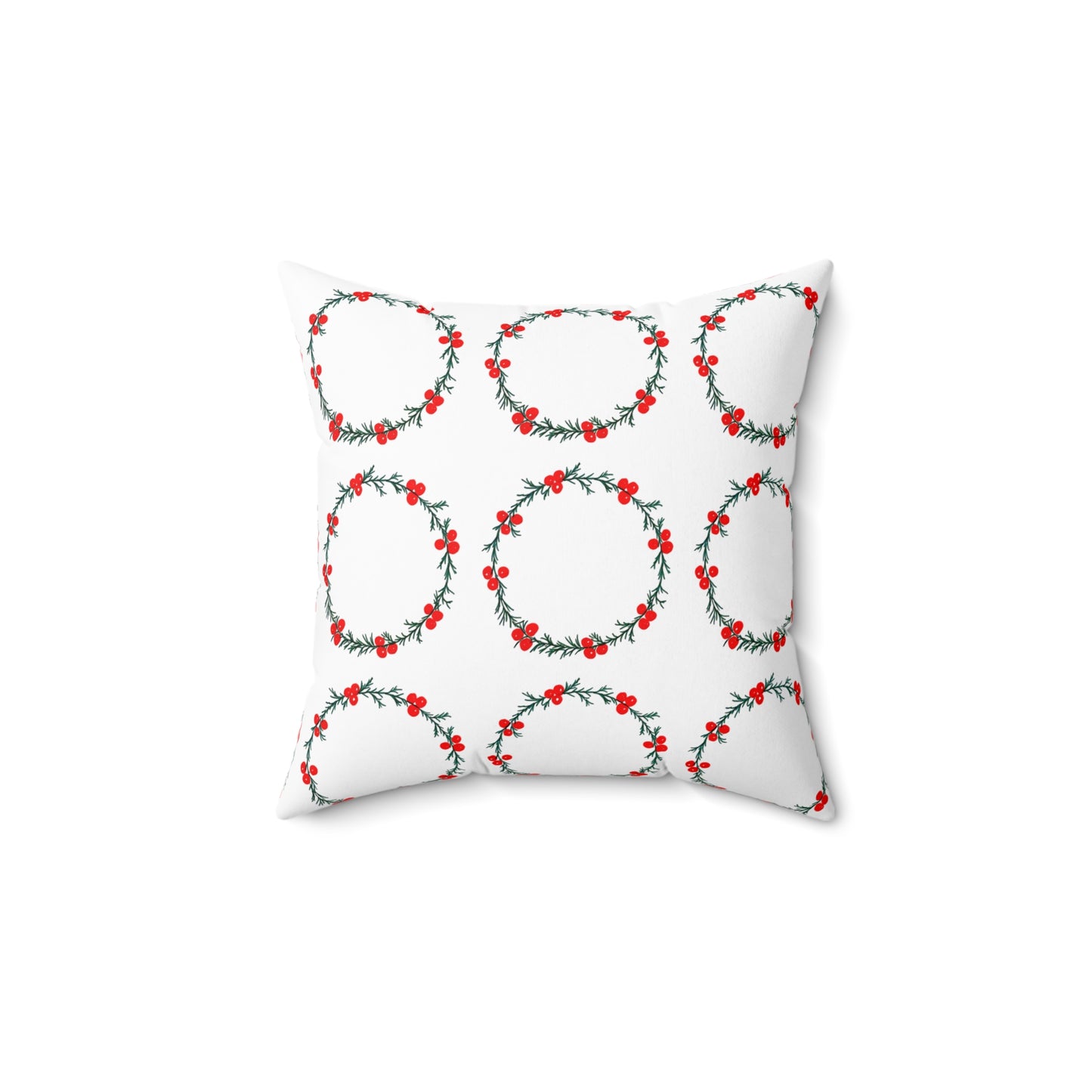 Wreath Faux Suede White Square Pillow