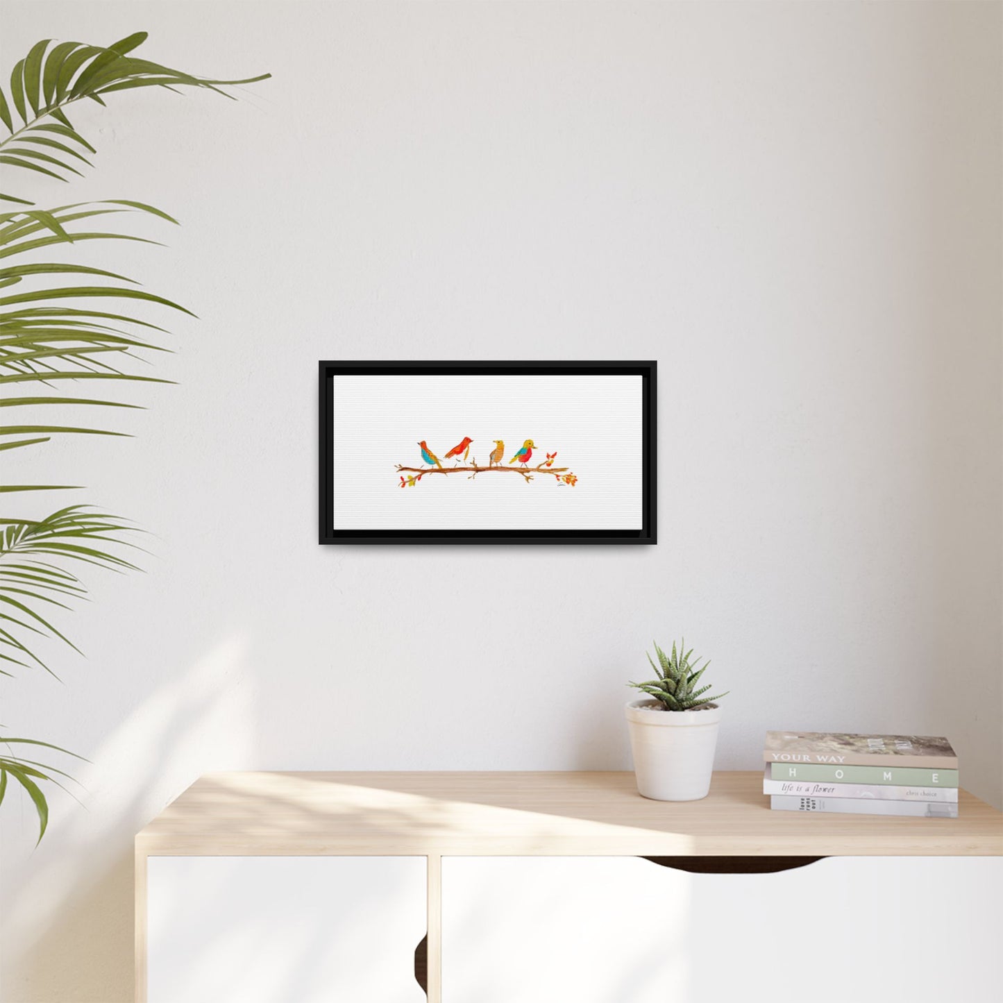 Birds on a Branch Gallery Canvas Print with Frame