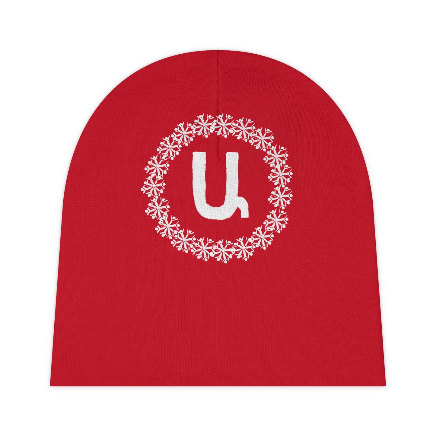 Customizable Armenian Letter Snowflake Dark Red Baby Beanie