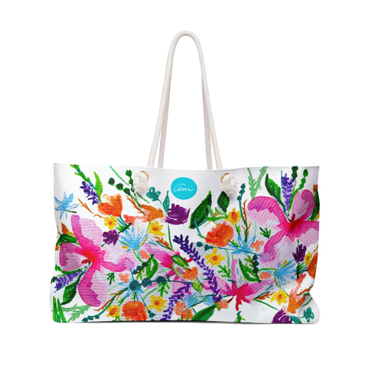 Summer Bouquet White Weekender Bag