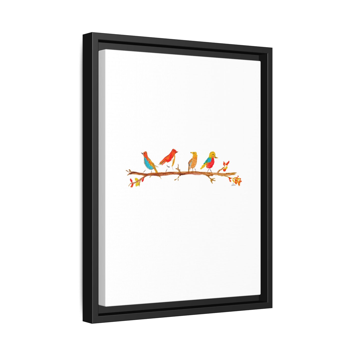 Birds on a Branch Gallery Canvas Print with Frame