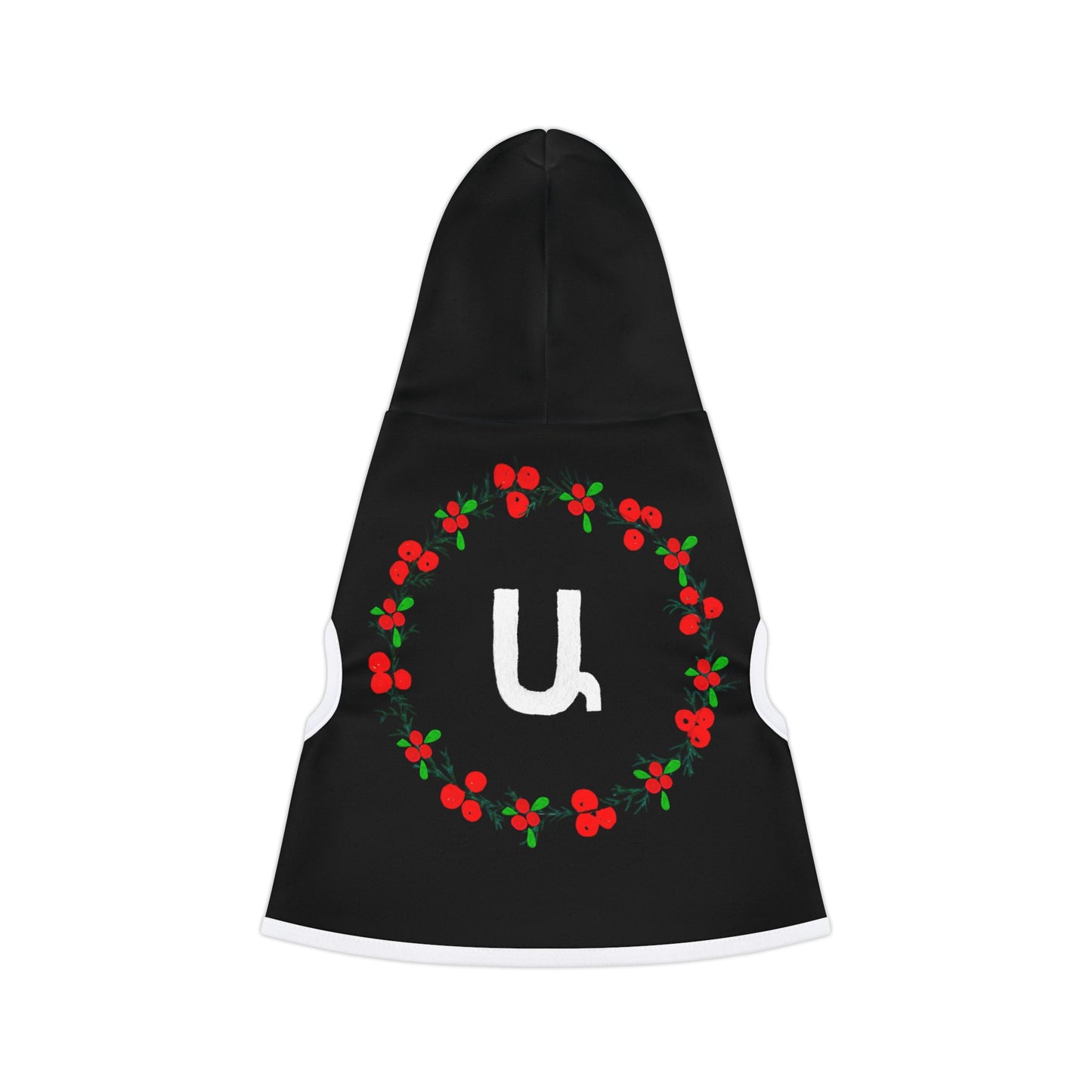 Customizable Armenian Letter Wreath Black Pet Hoodie