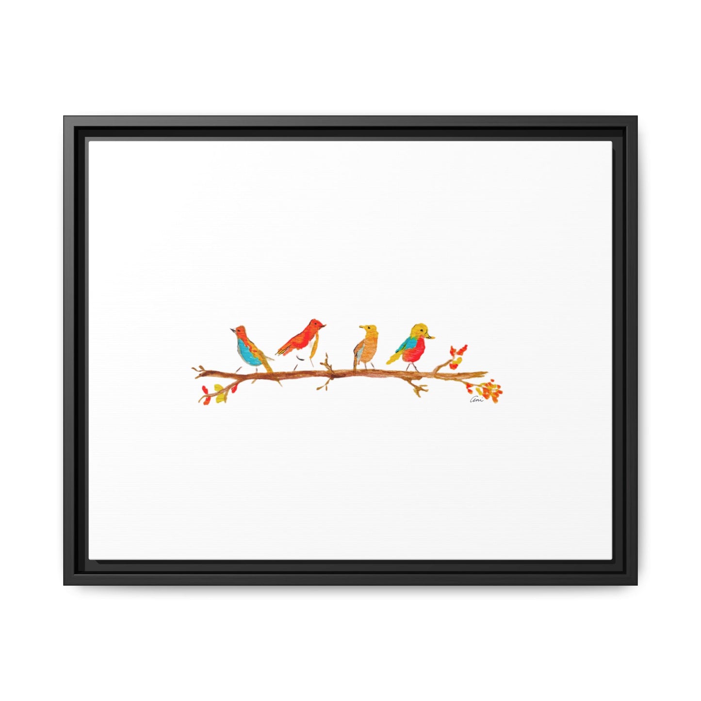 Birds on a Branch Gallery Canvas Print with Frame
