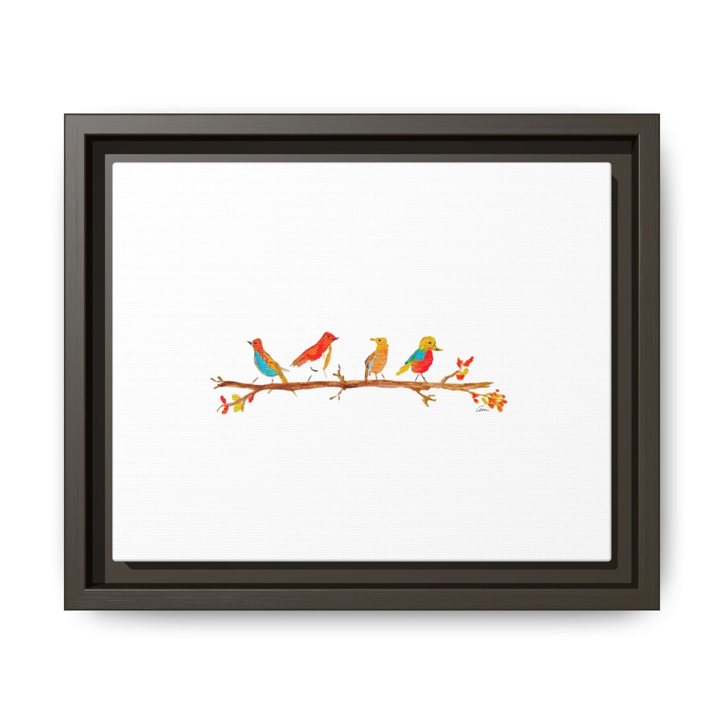 Birds on a Branch Gallery Canvas Print with Frame