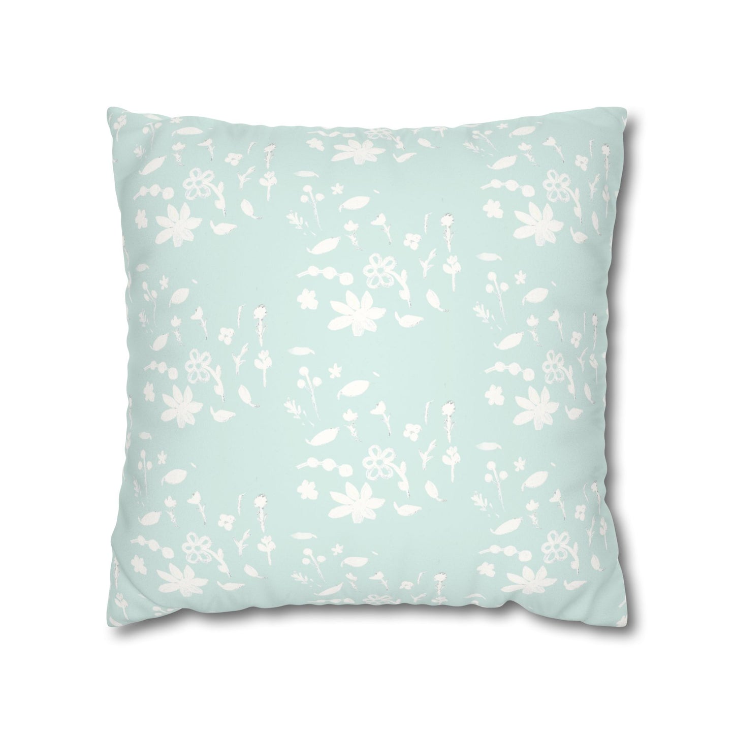 Autumn Foliage Faux Suede Square Light Blue Pillowcase