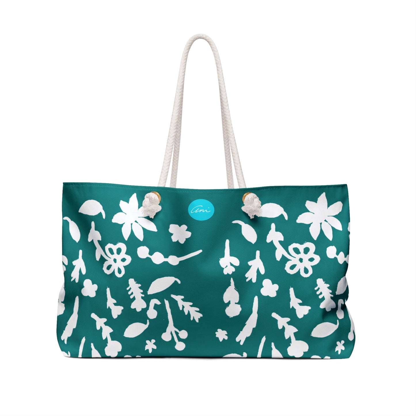 Teal Green Fall Foliage Weekender Bag