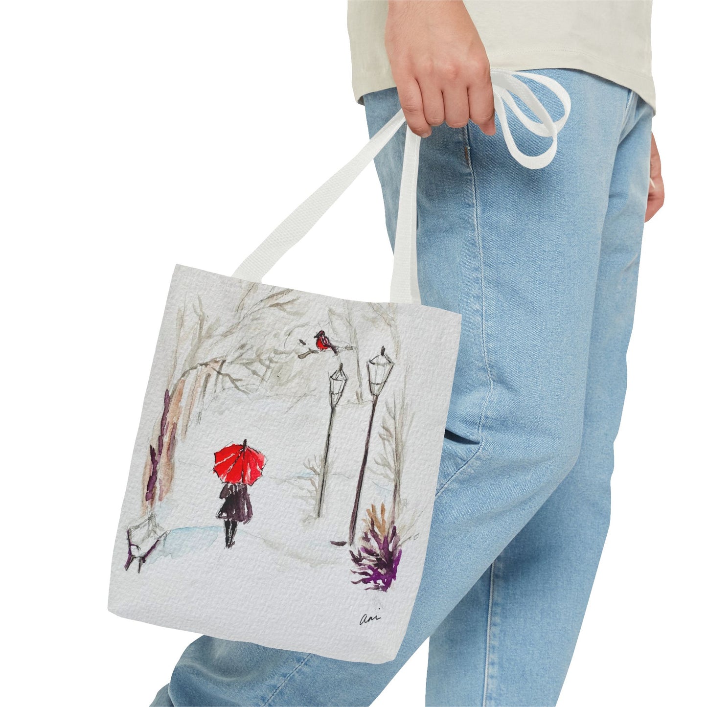 The Red Umbrella Ivory Tote Bag