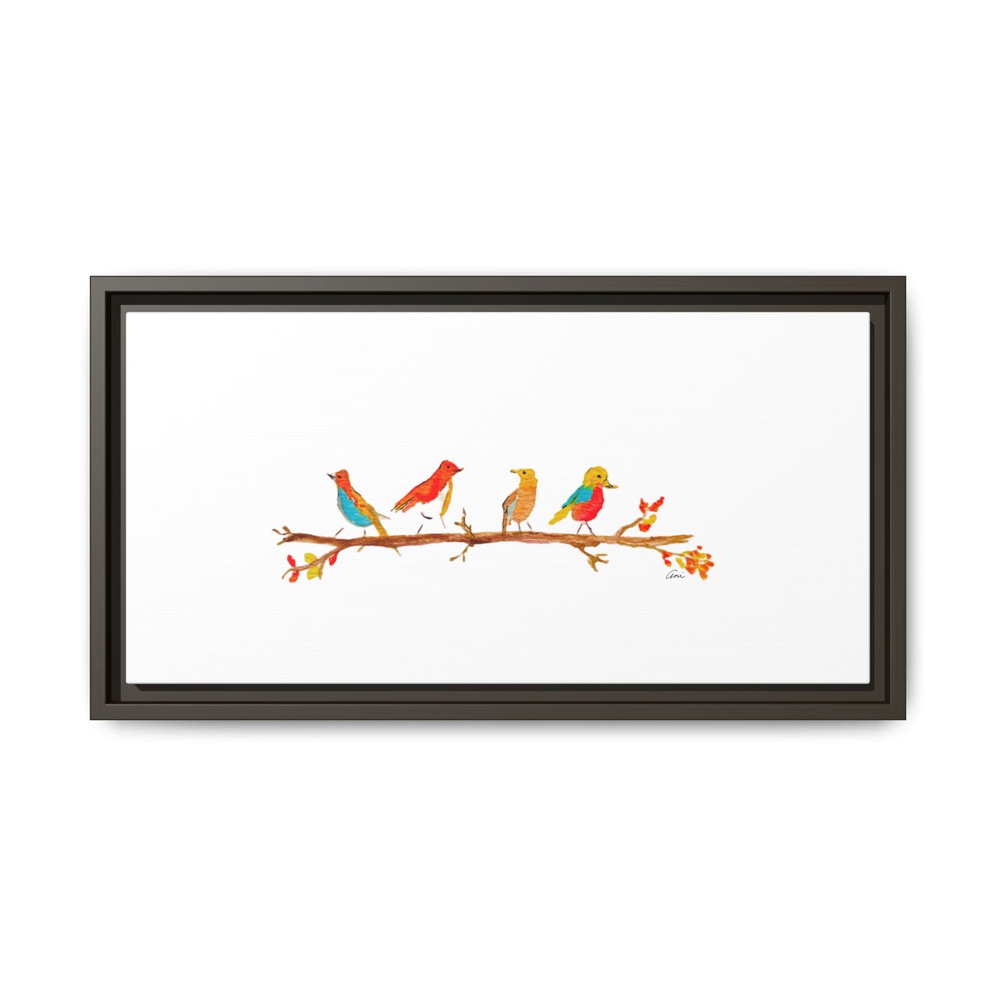 Birds on a Branch Gallery Canvas Print with Frame