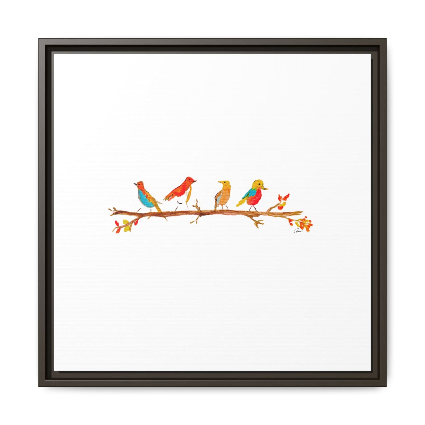 Birds on a Branch Gallery Canvas Print with Frame