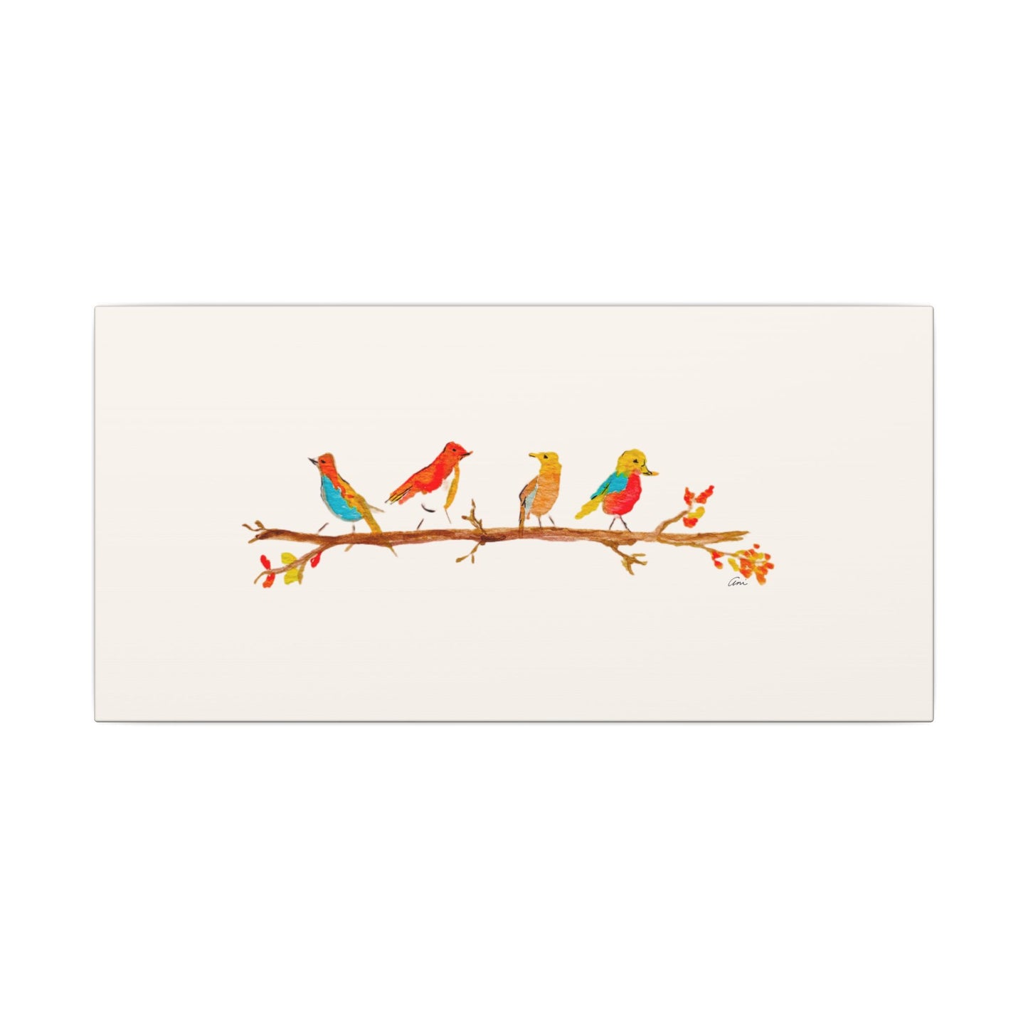 Birds on a Branch Matte Canvas Print