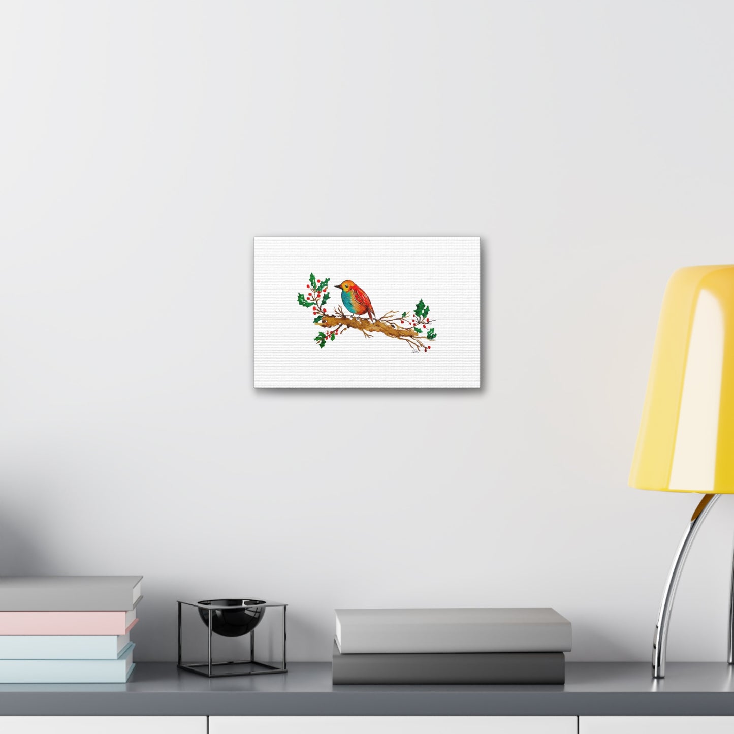 Bright Bird on a Branch Canvas Print