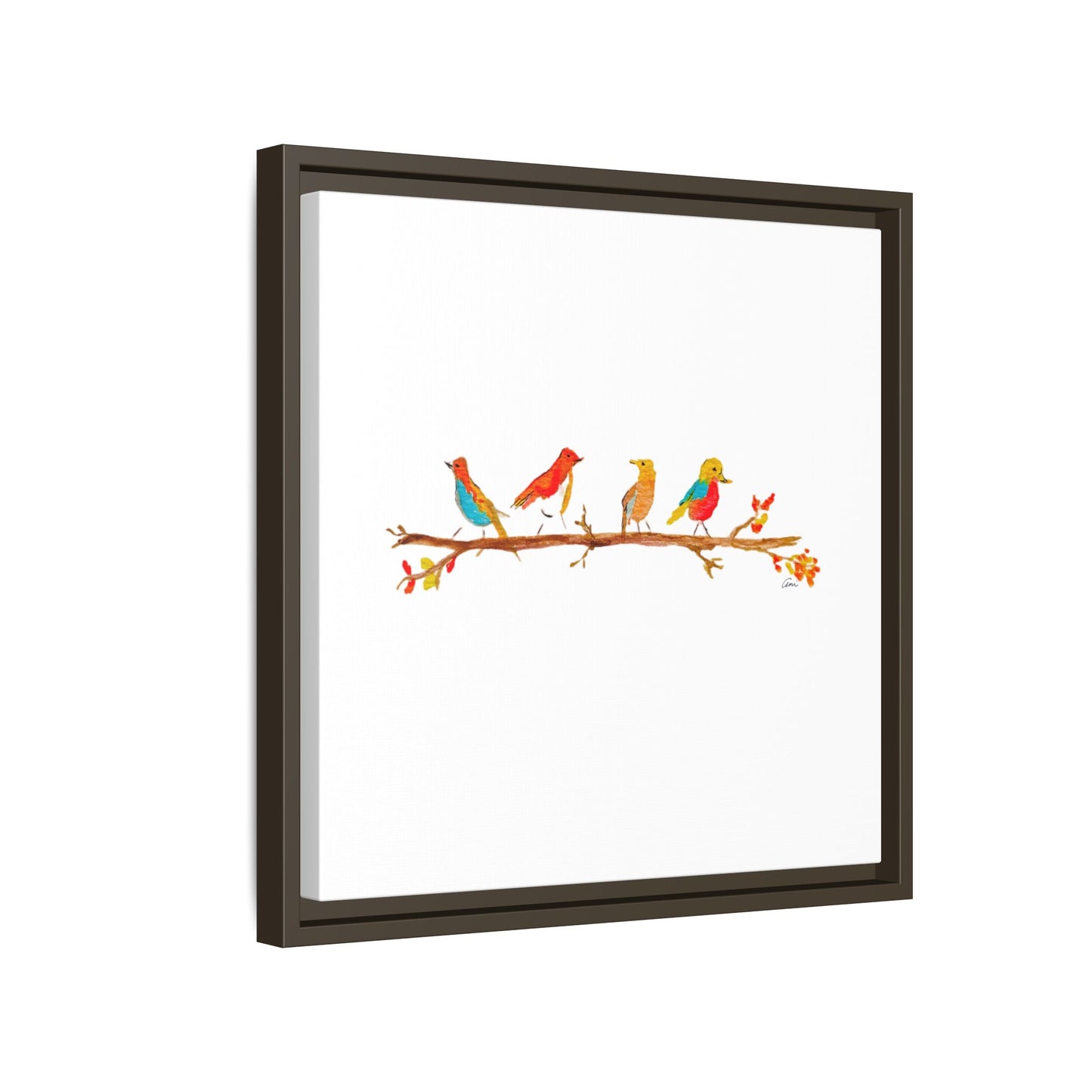 Birds on a Branch Gallery Canvas Print with Frame