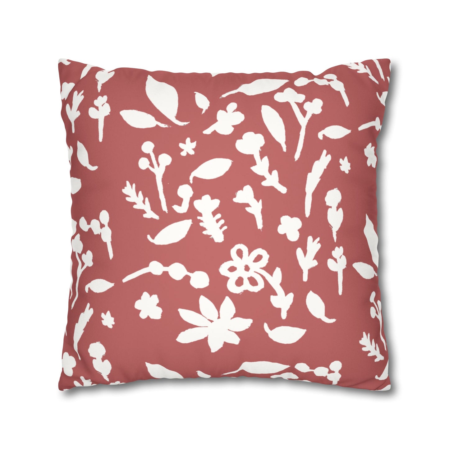 Rhubarb Fall Foliage Faux Suede Square Pillowcase