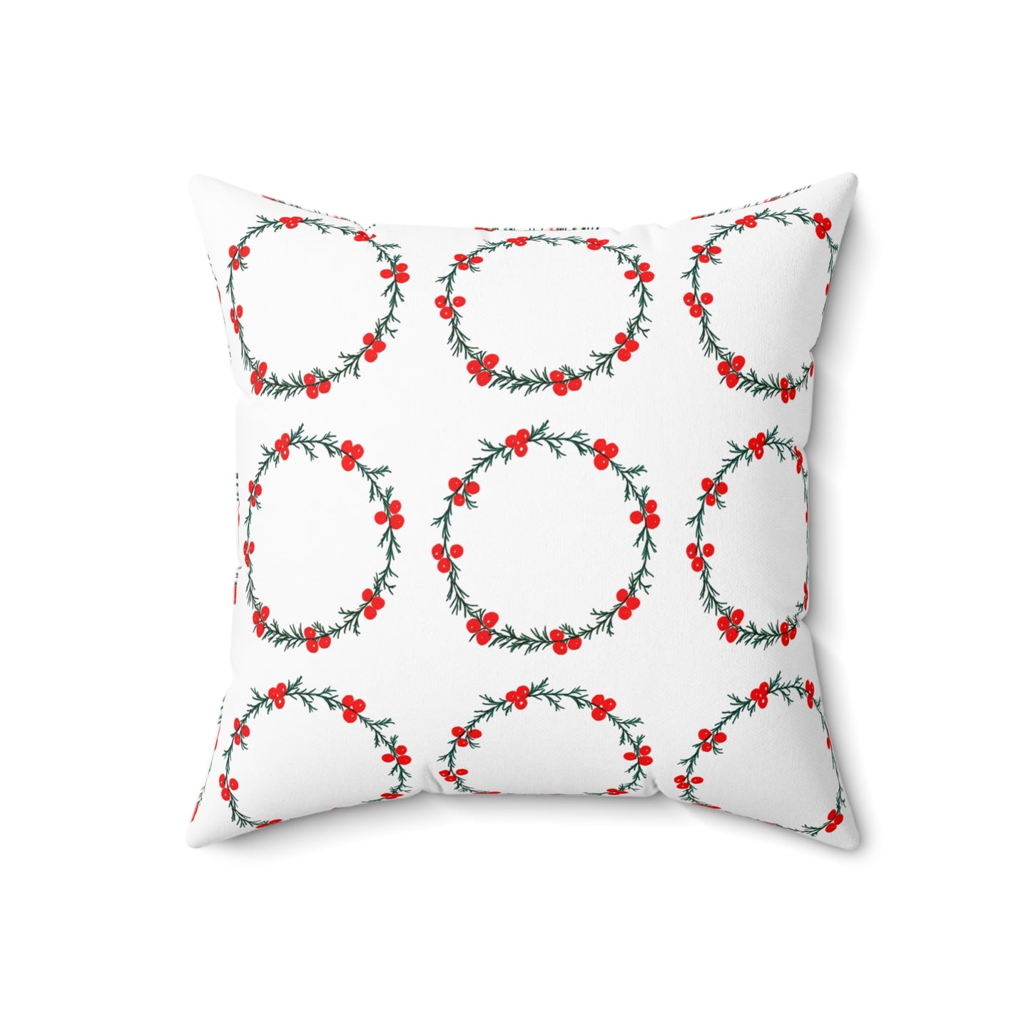 Wreath Faux Suede White Square Pillow