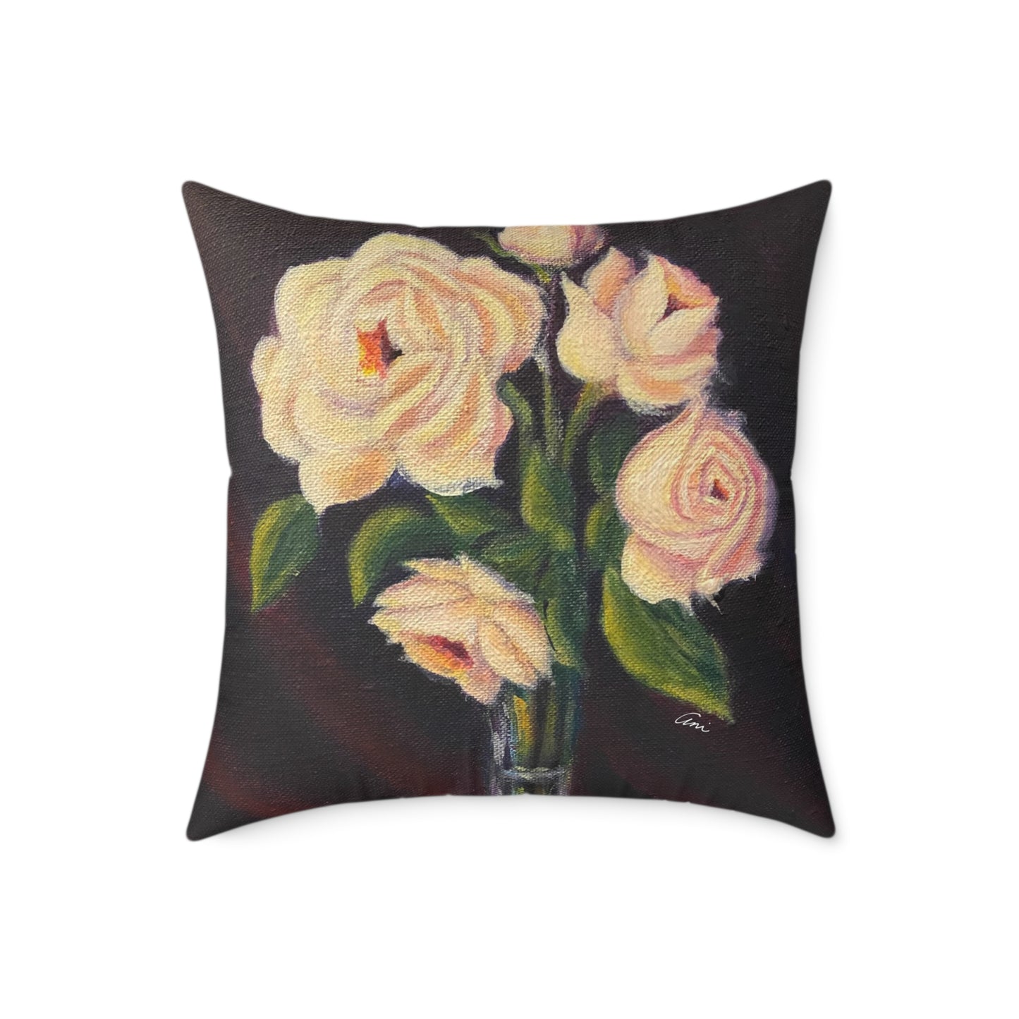 Five Roses Poly Canvas Pillow