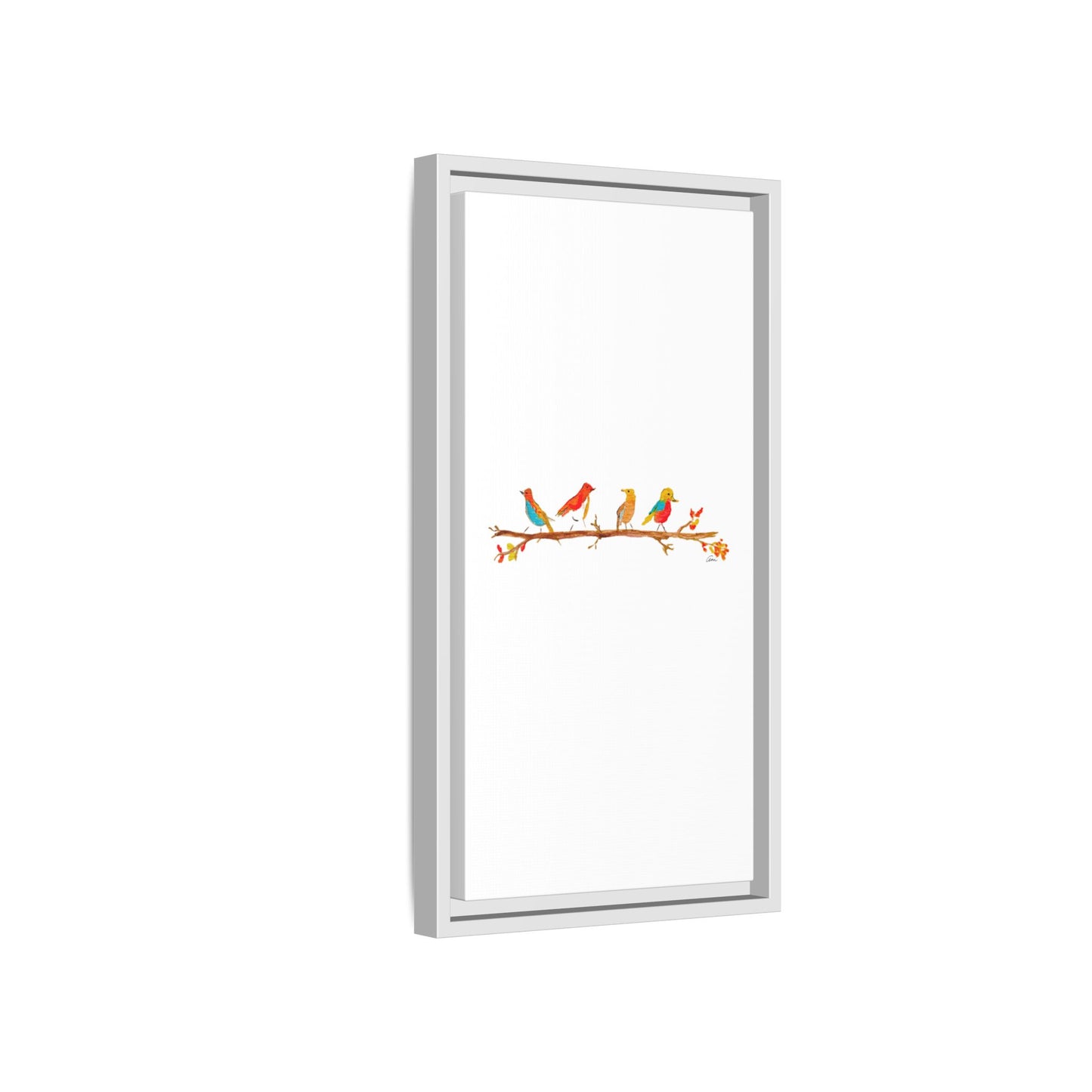 Birds on a Branch Gallery Canvas Print with Frame