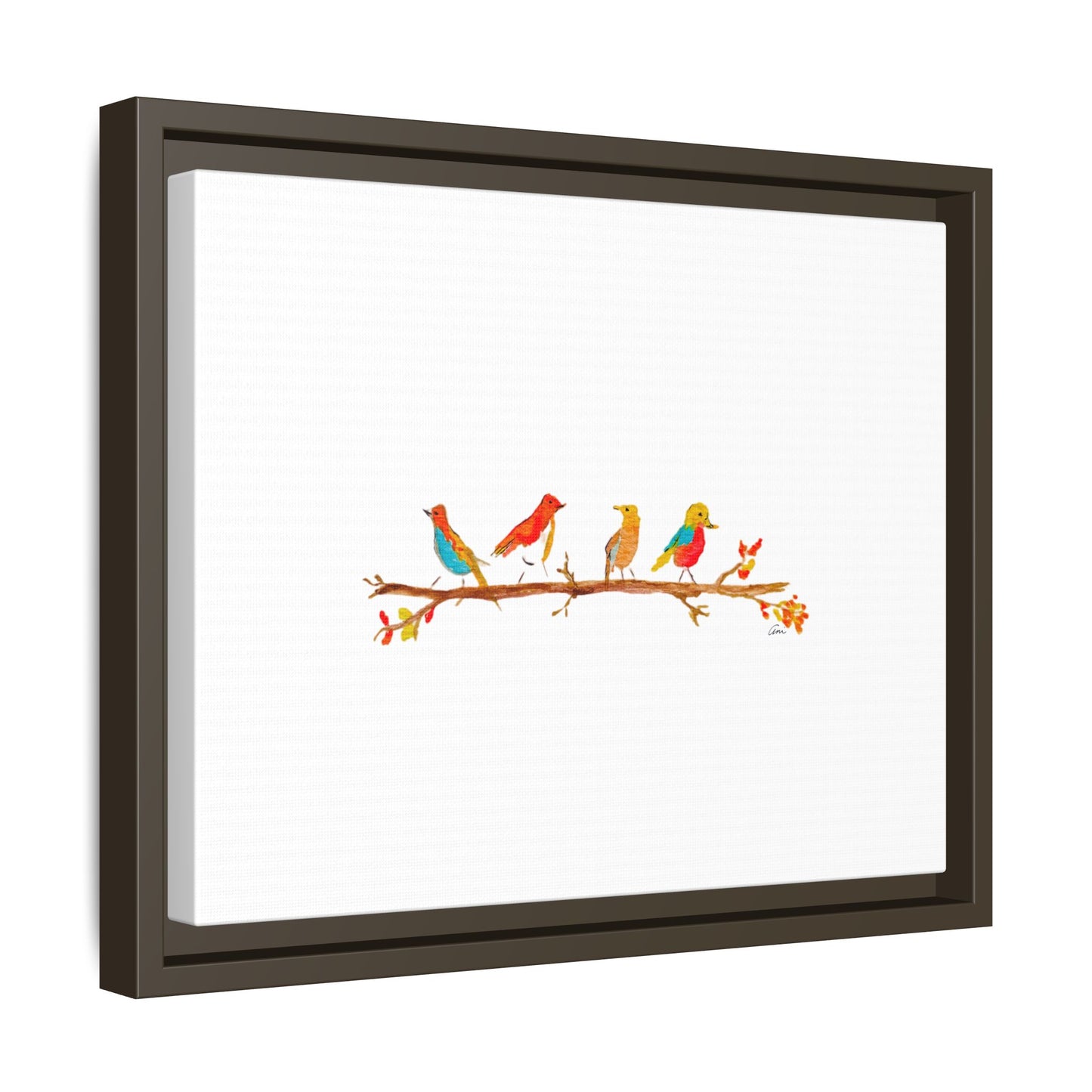 Birds on a Branch Gallery Canvas Print with Frame
