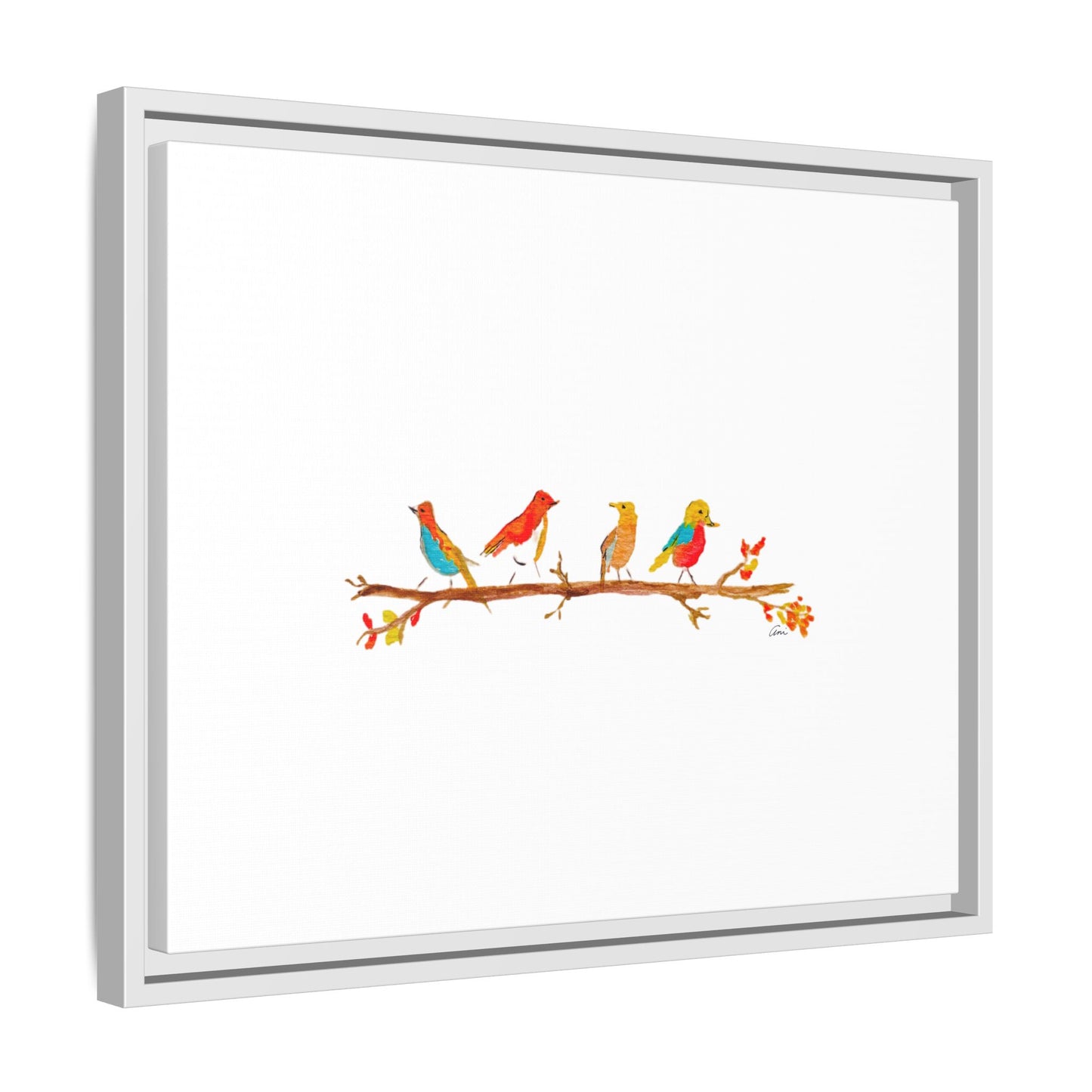 Birds on a Branch Gallery Canvas Print with Frame