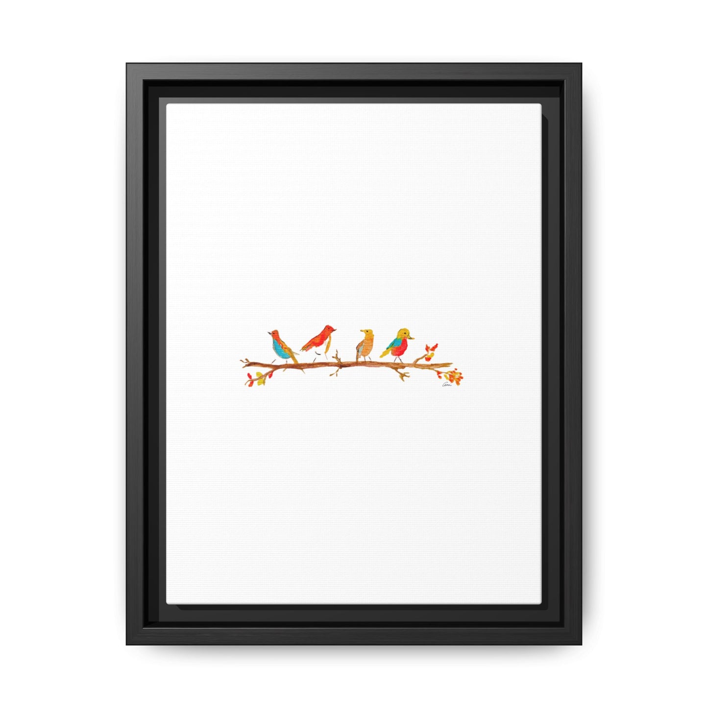 Birds on a Branch Gallery Canvas Print with Frame