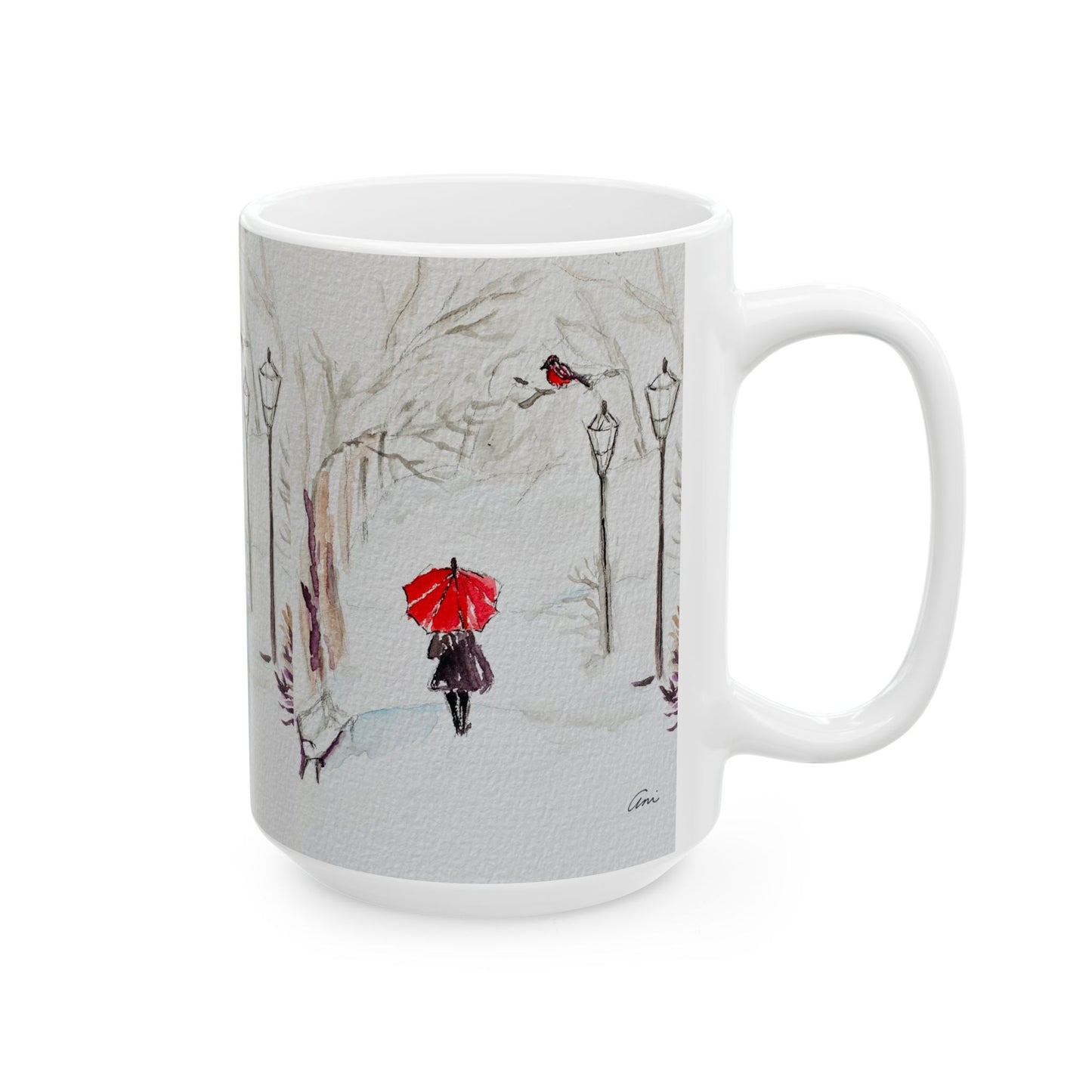 The Red Umbrella Ceramic Mug