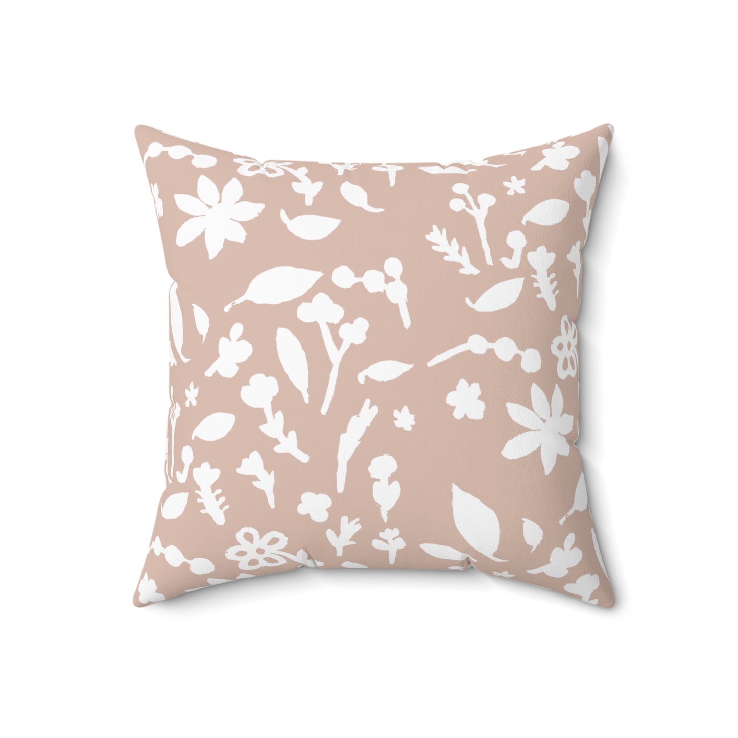 Fall Foliage Faux Suede Beige Square Pillow